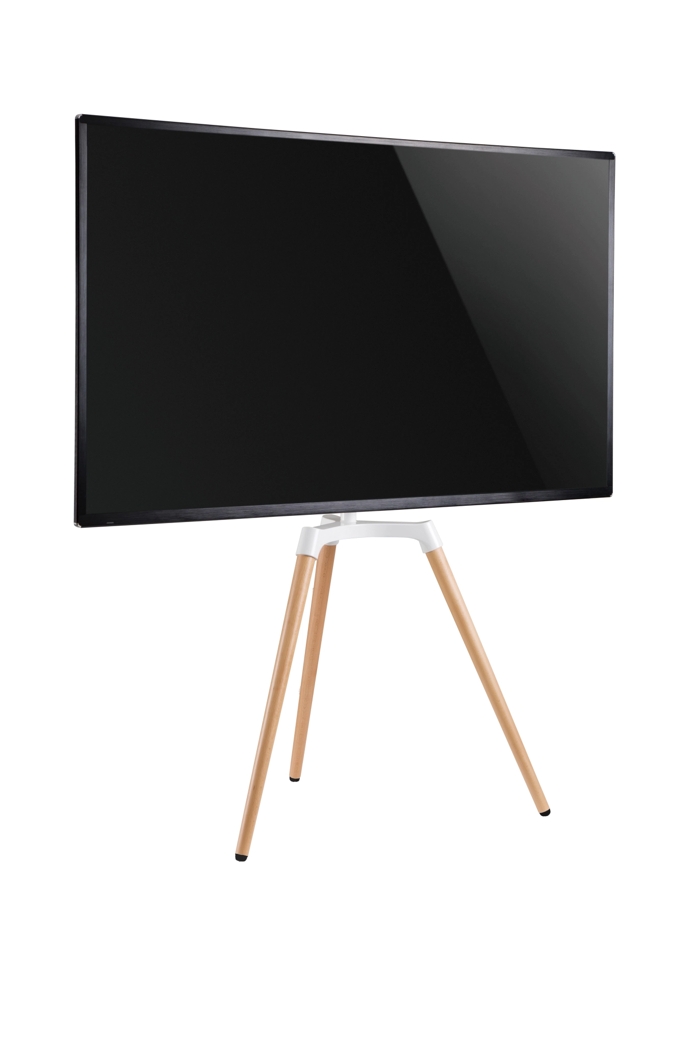 Sinox Tripod TV Floor Stand. 50"-65". White & Beech