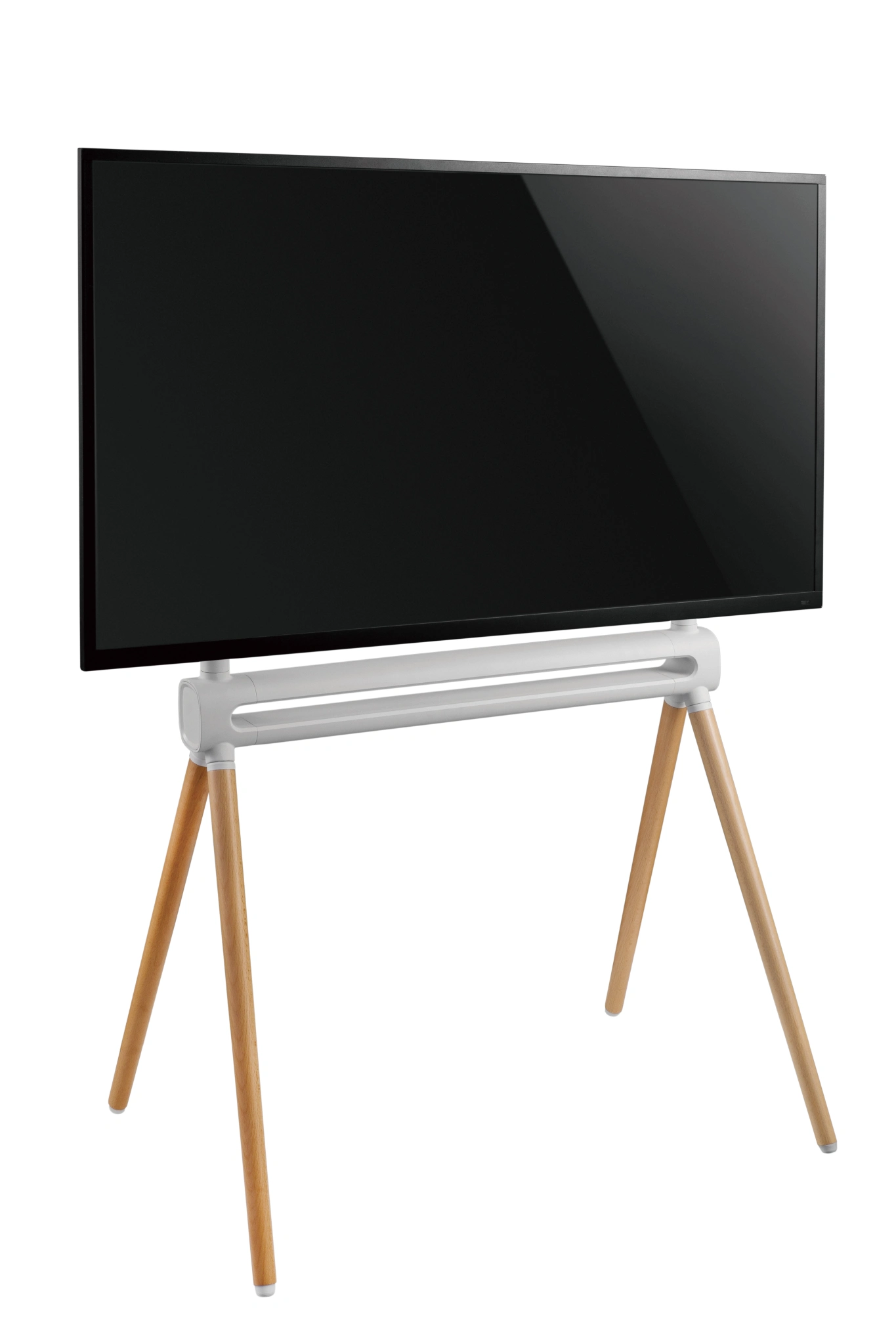 Sinox Quadrupod TV Floor Stand. 60"-75". White & Beech