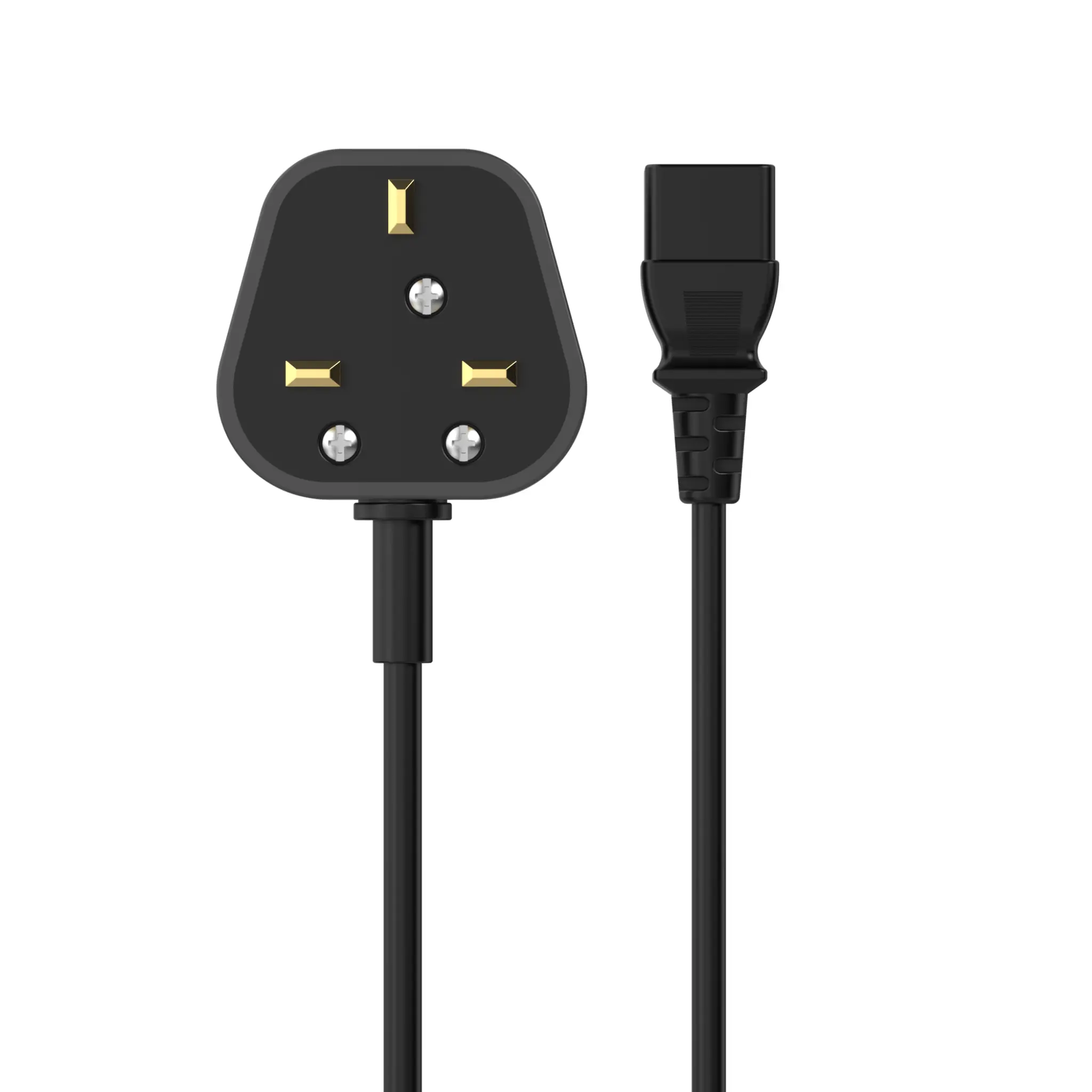 Sinox 3-pin power cable with UK plug. 1.8m. Black