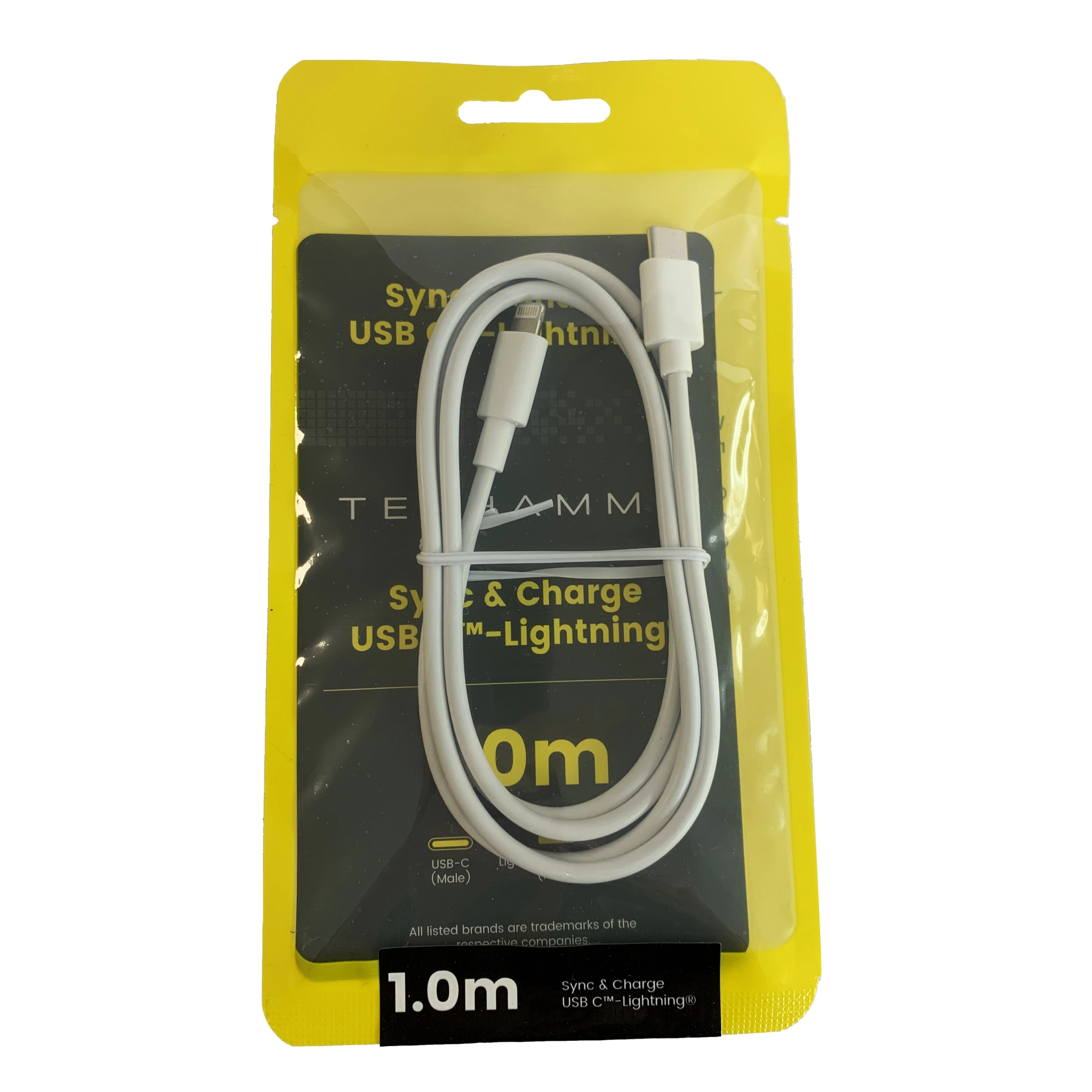 Techammo USB C to Lightning Cable. 1m. White