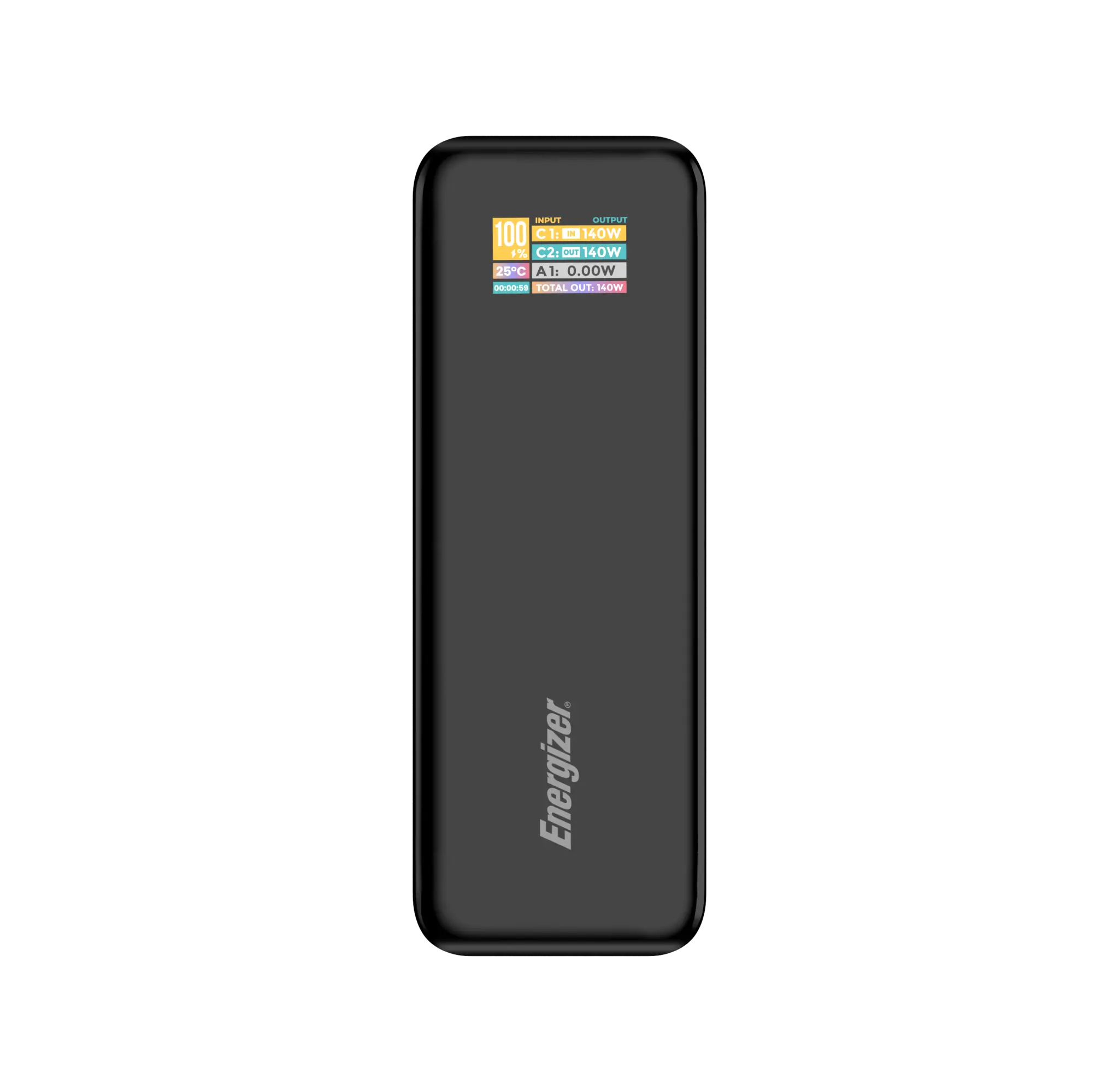 Energizer 140W High-Speed USB-C PD & USB-A Power Bank. Black
