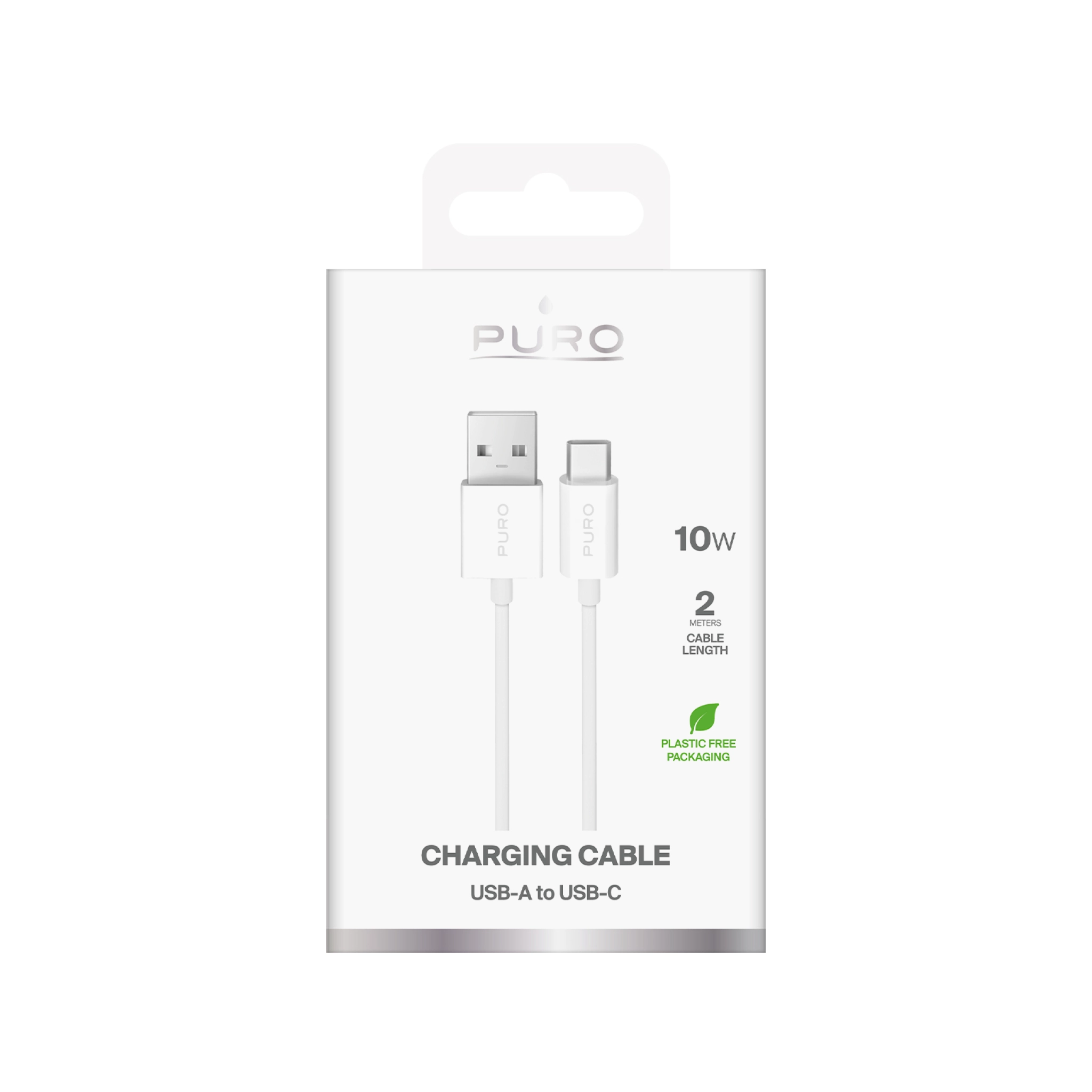 PURO TPE Cable USB-A to USB-C, 2m, 2.0, 10W, White