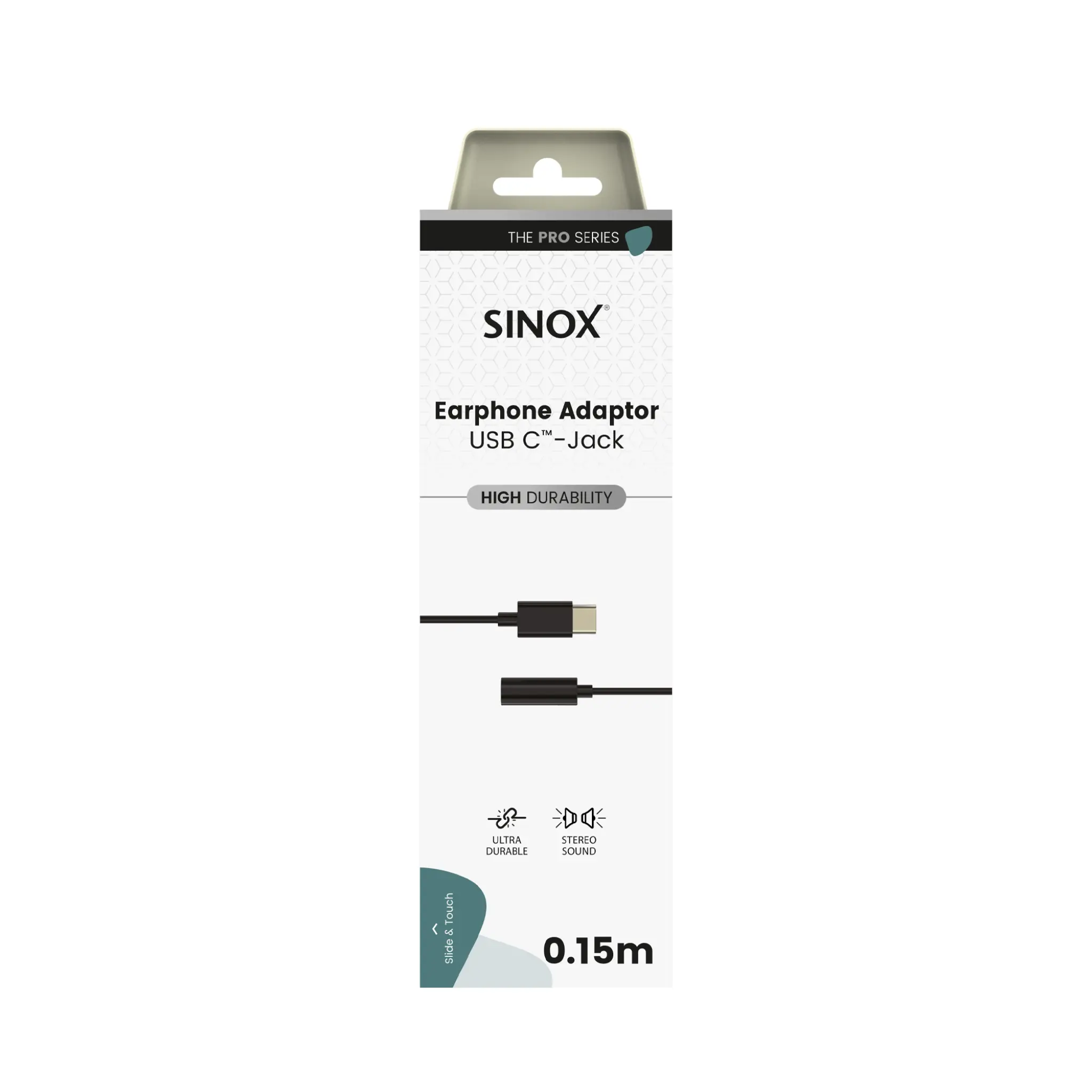 Sinox PRO USB C™ to Mini Jack Adaptor. 0.15m. Black