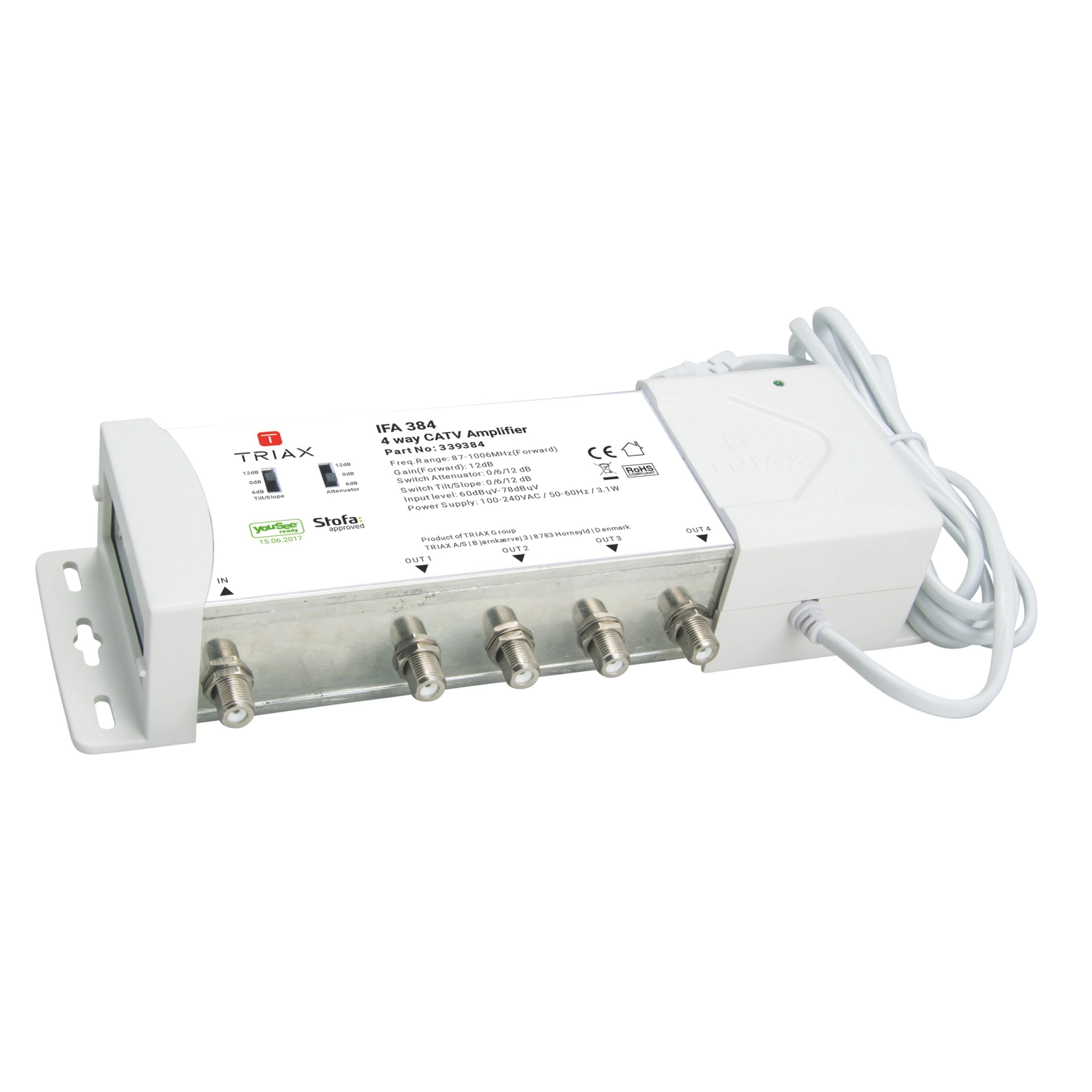 Triax Indoor Amplifier 1 in-4 out. White