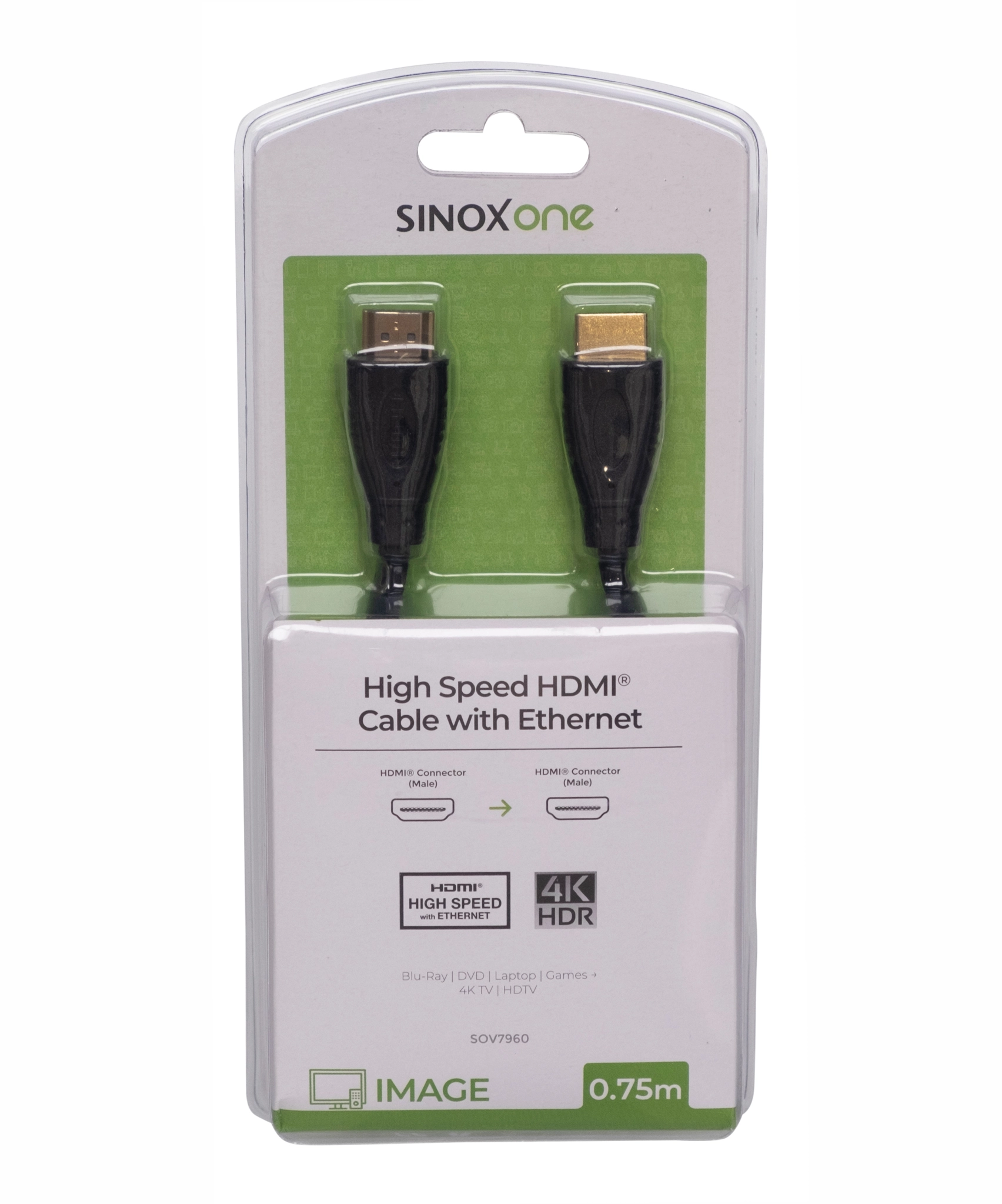 Sinox One HDMI™ Cable 4K60Hz+E . 0.75m. Black