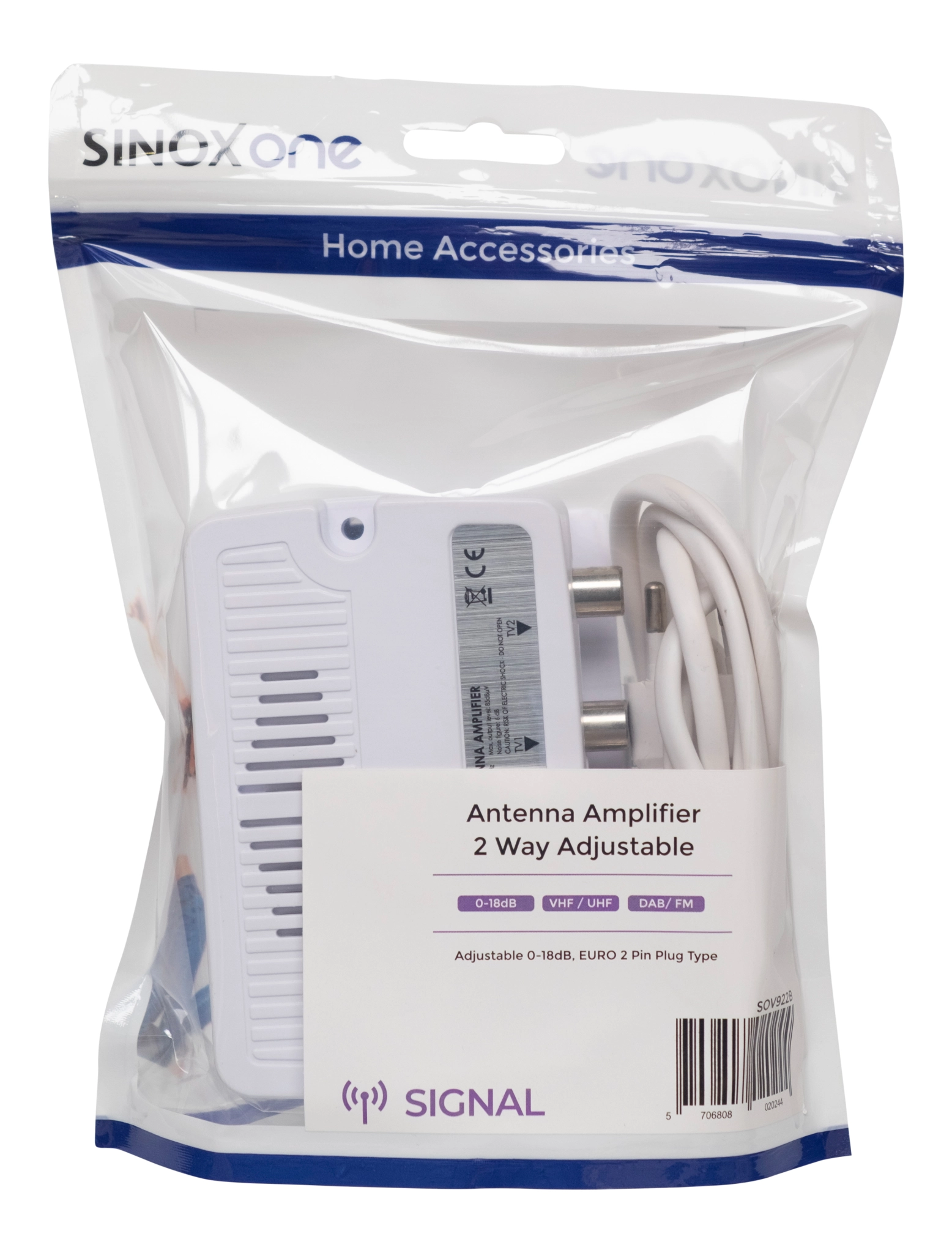 Sinox Antenna Amplifier 0-20 dB. White