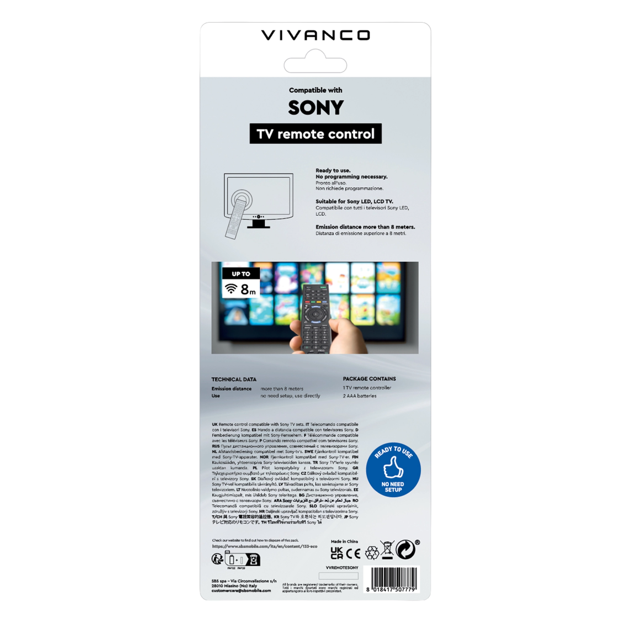 Vivanco Sony TV-fjernbetjening