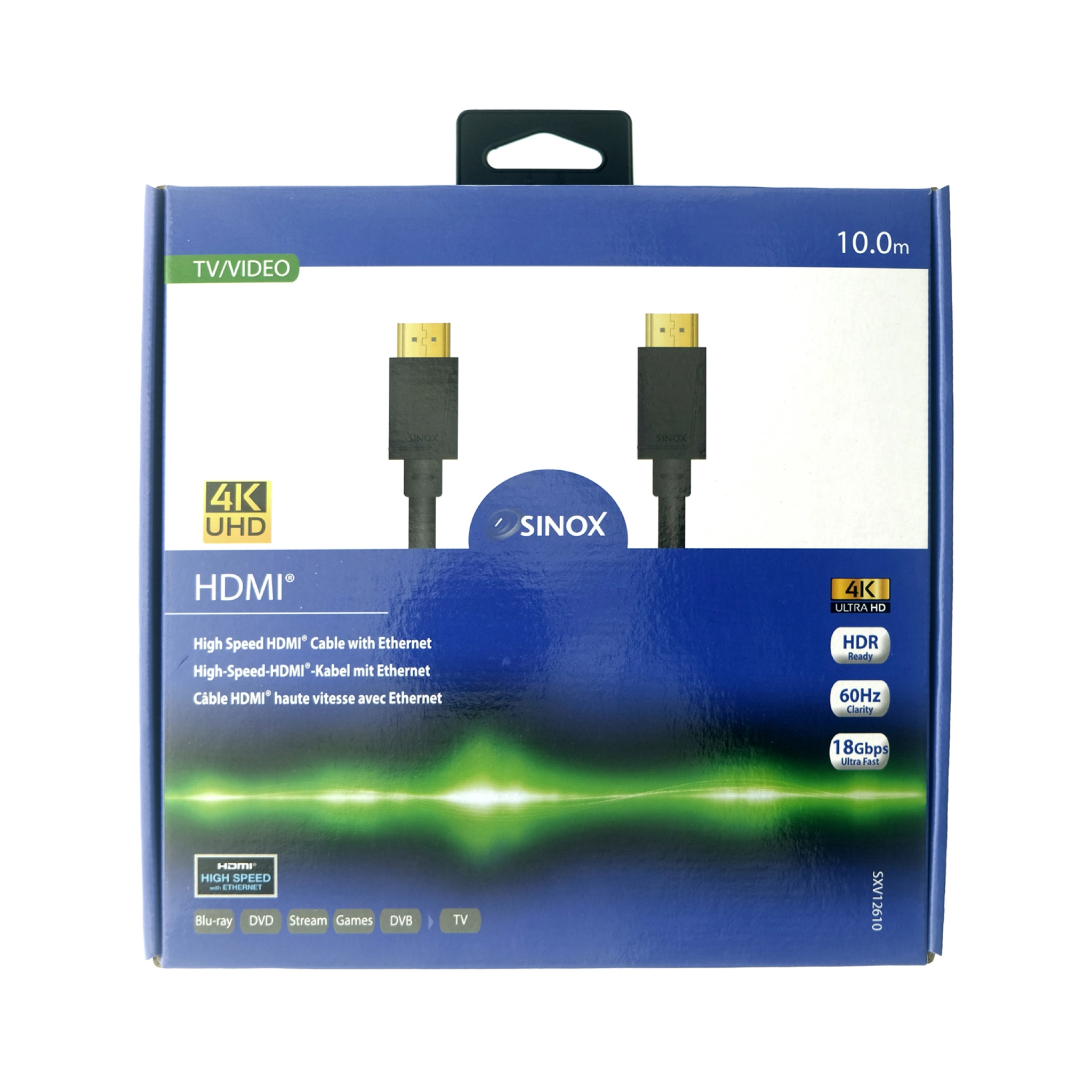 Sinox HDMI™ Cable 4K60Hz+E . 10m. Black