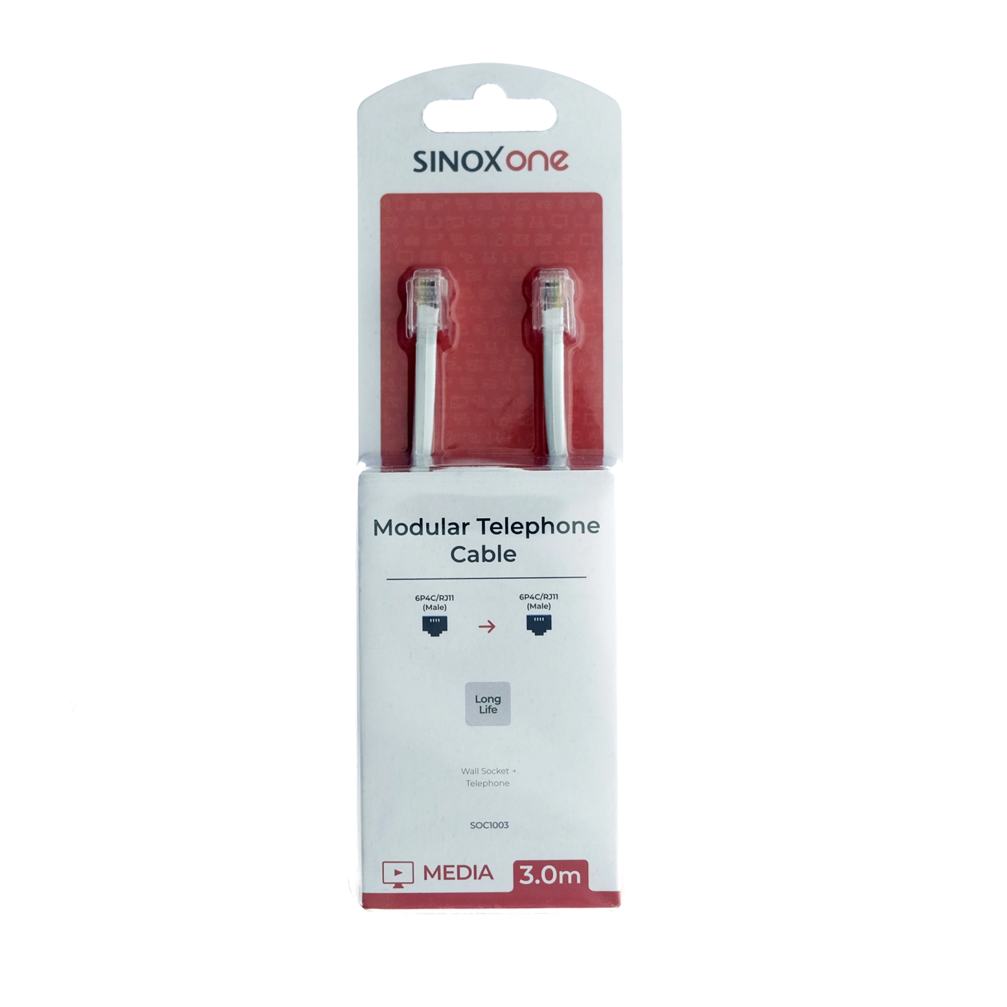 Sinox One Phone Cable. 3m.. White