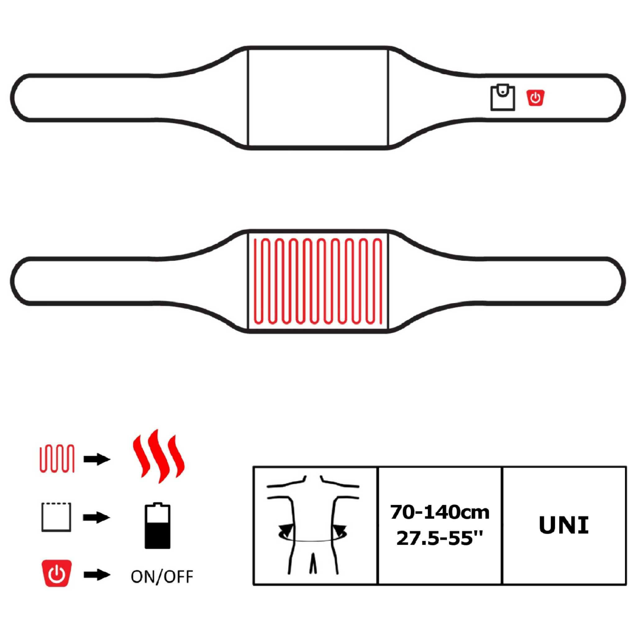 Glovii Heated Universal Belt with USB input. Grey/black Glovii Heated Universal Belt with USB input. Grey/black