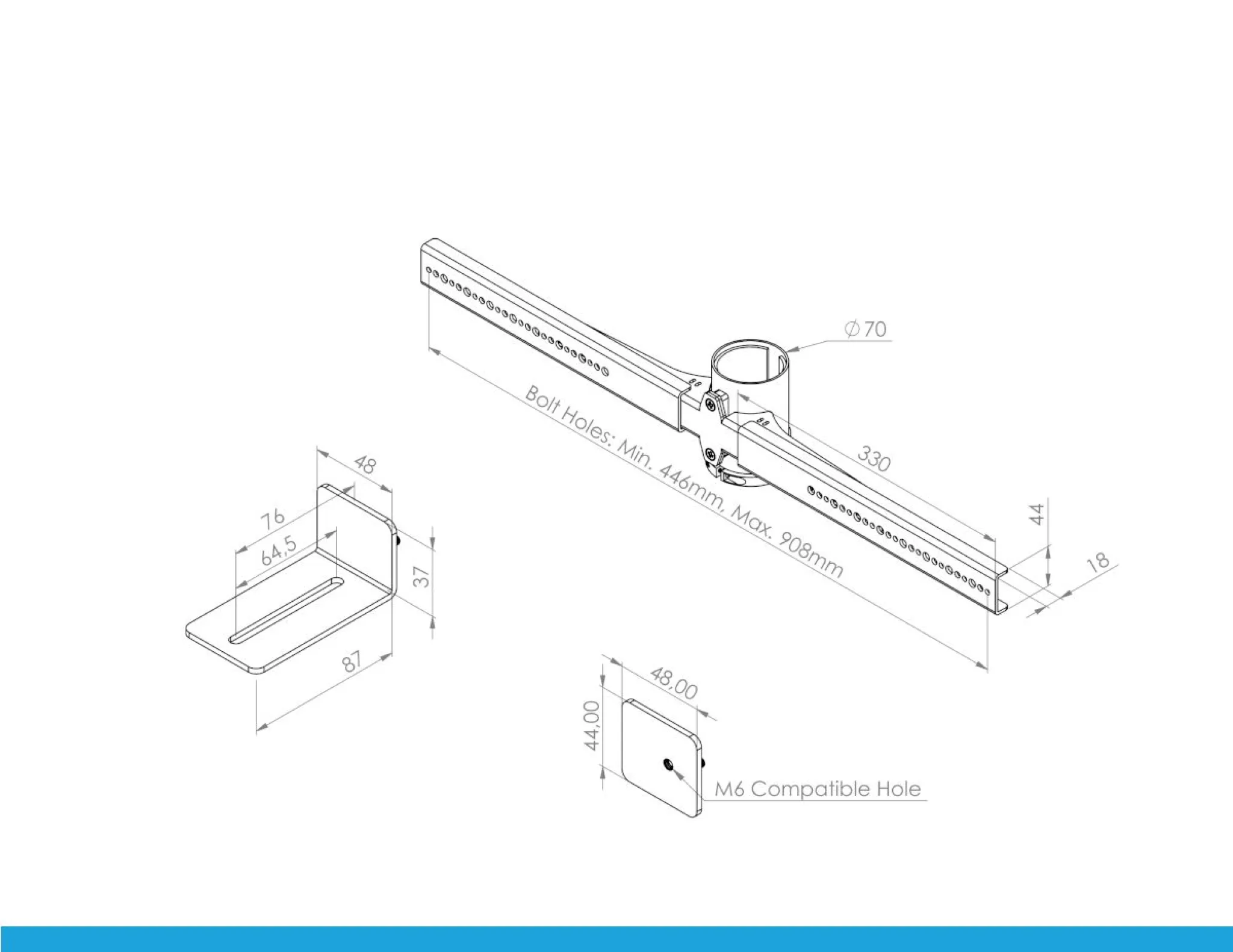 Cavus Universal Soundbar Holder. Black