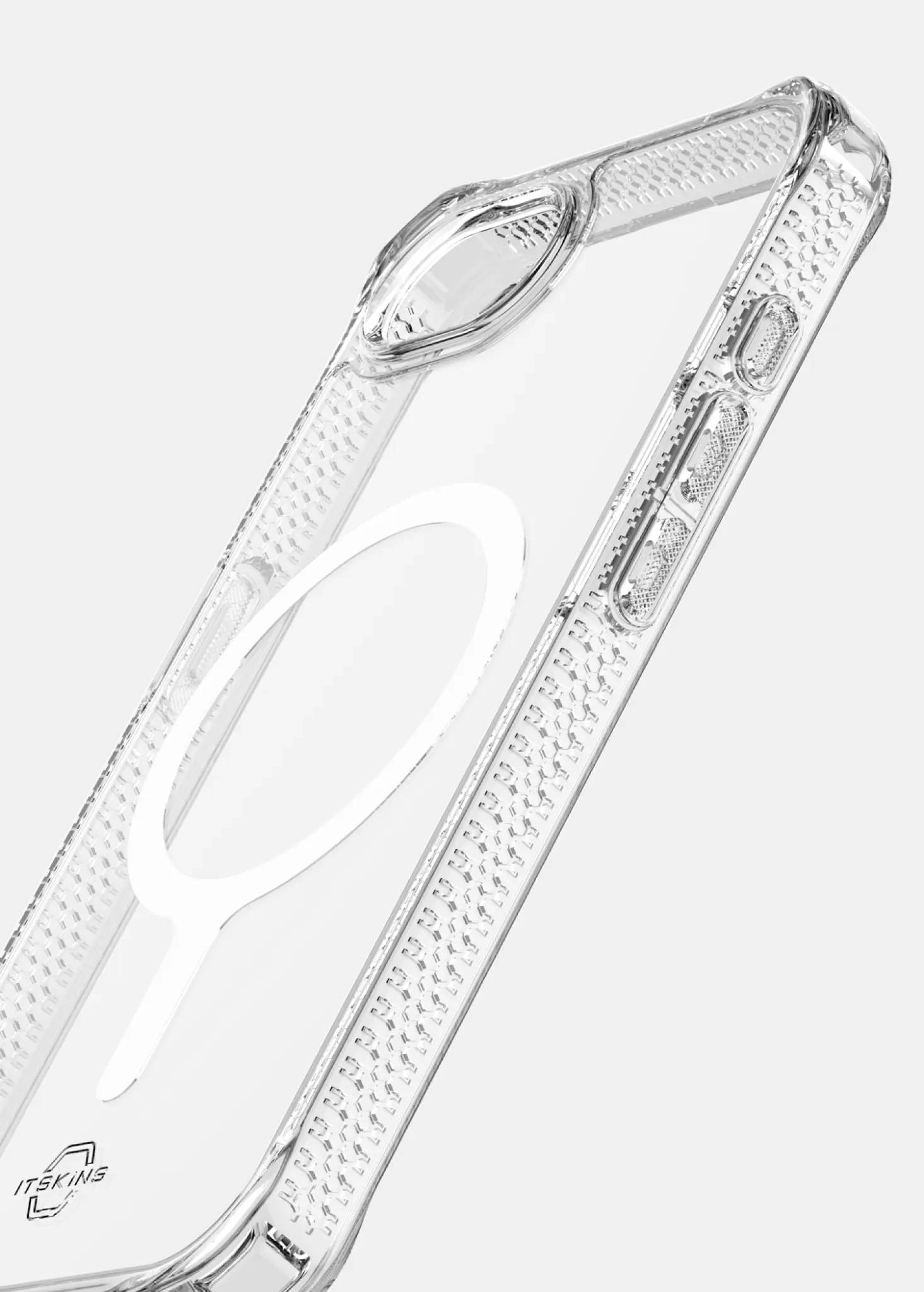 ITSKINS HYBRID MAGSAFE CLEAR cover til iPhone 16e®. Gennemsigtig