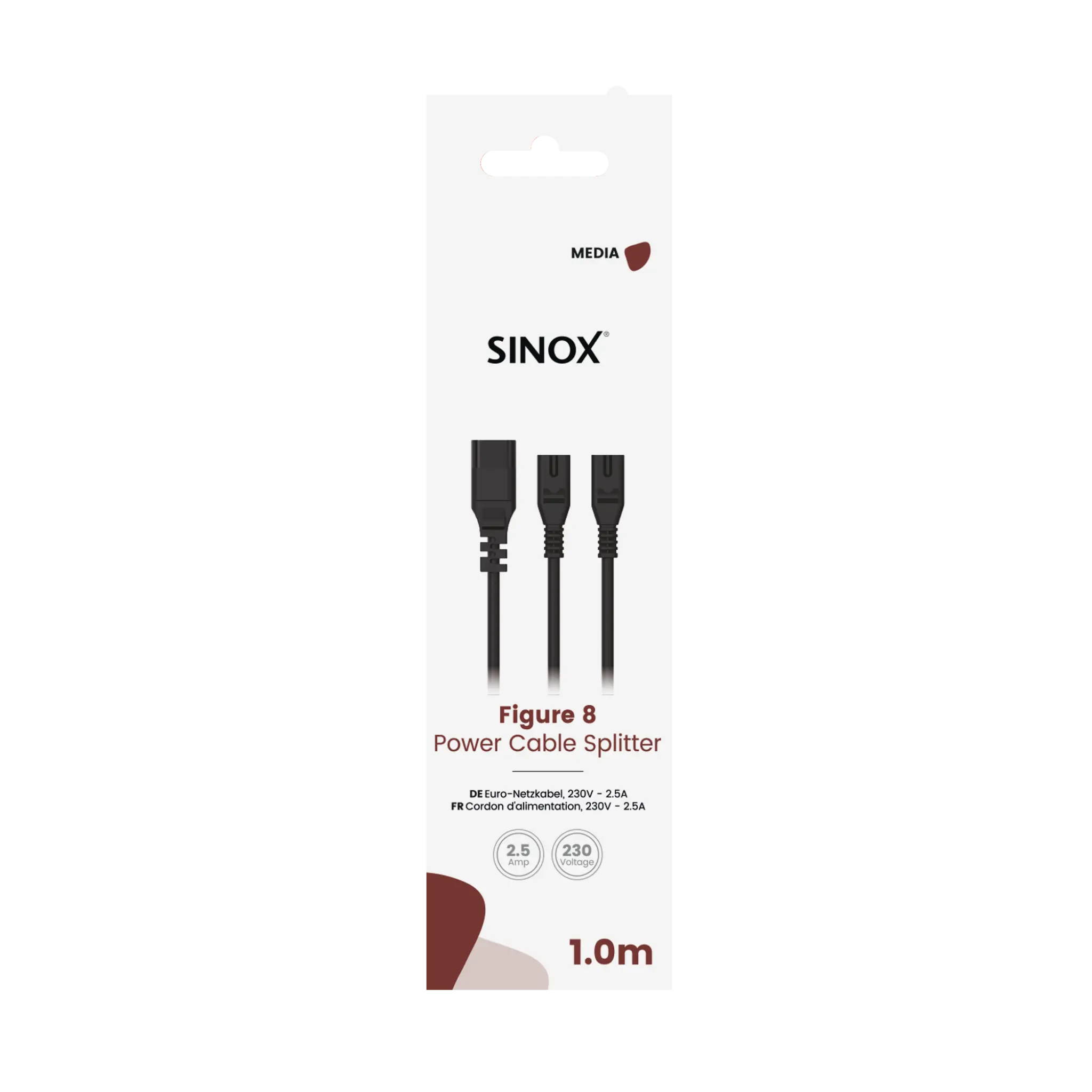 Sinox 8-fig splitter Cable. 1m. Black