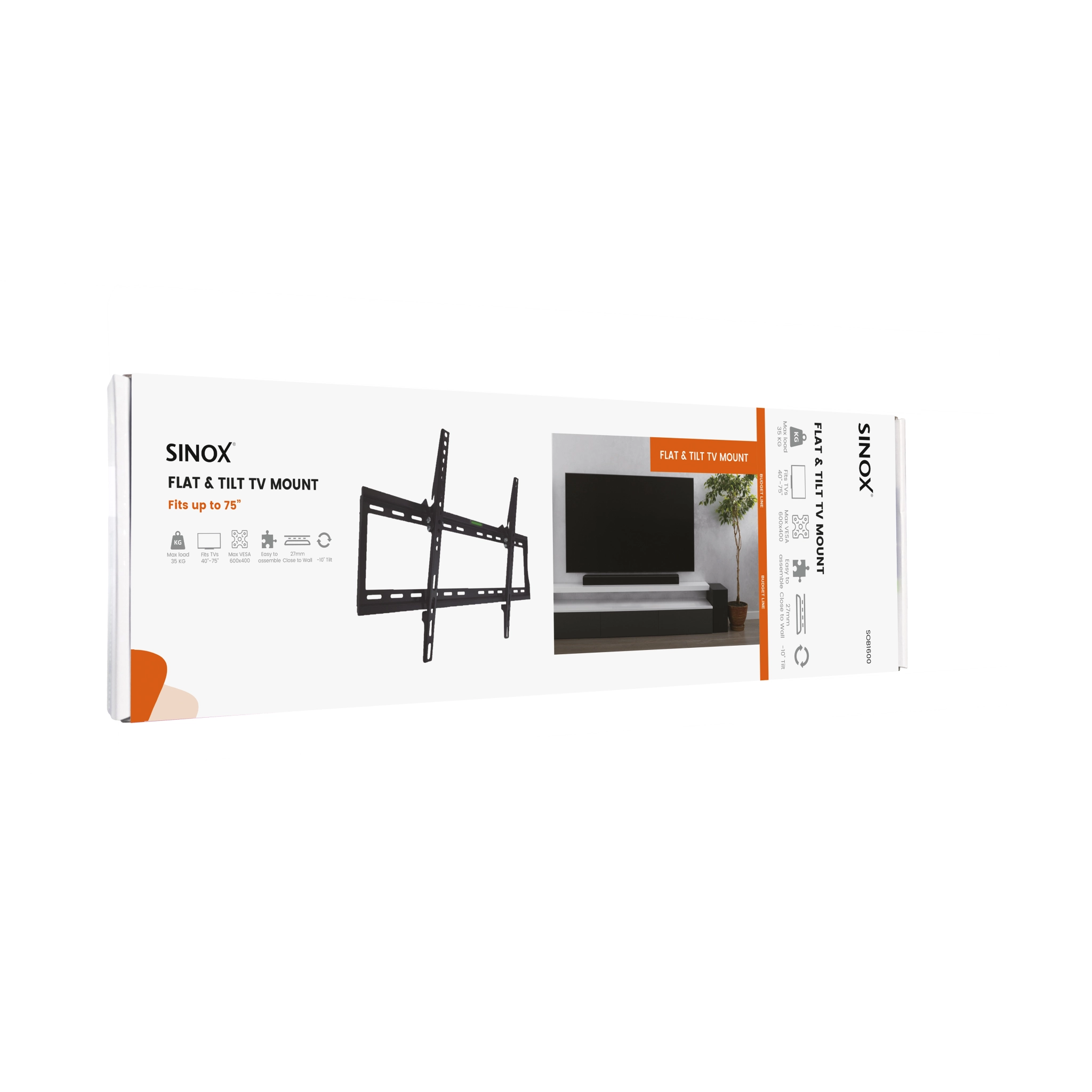 Sinox One TV Wall Mount. 40"-75". Black
