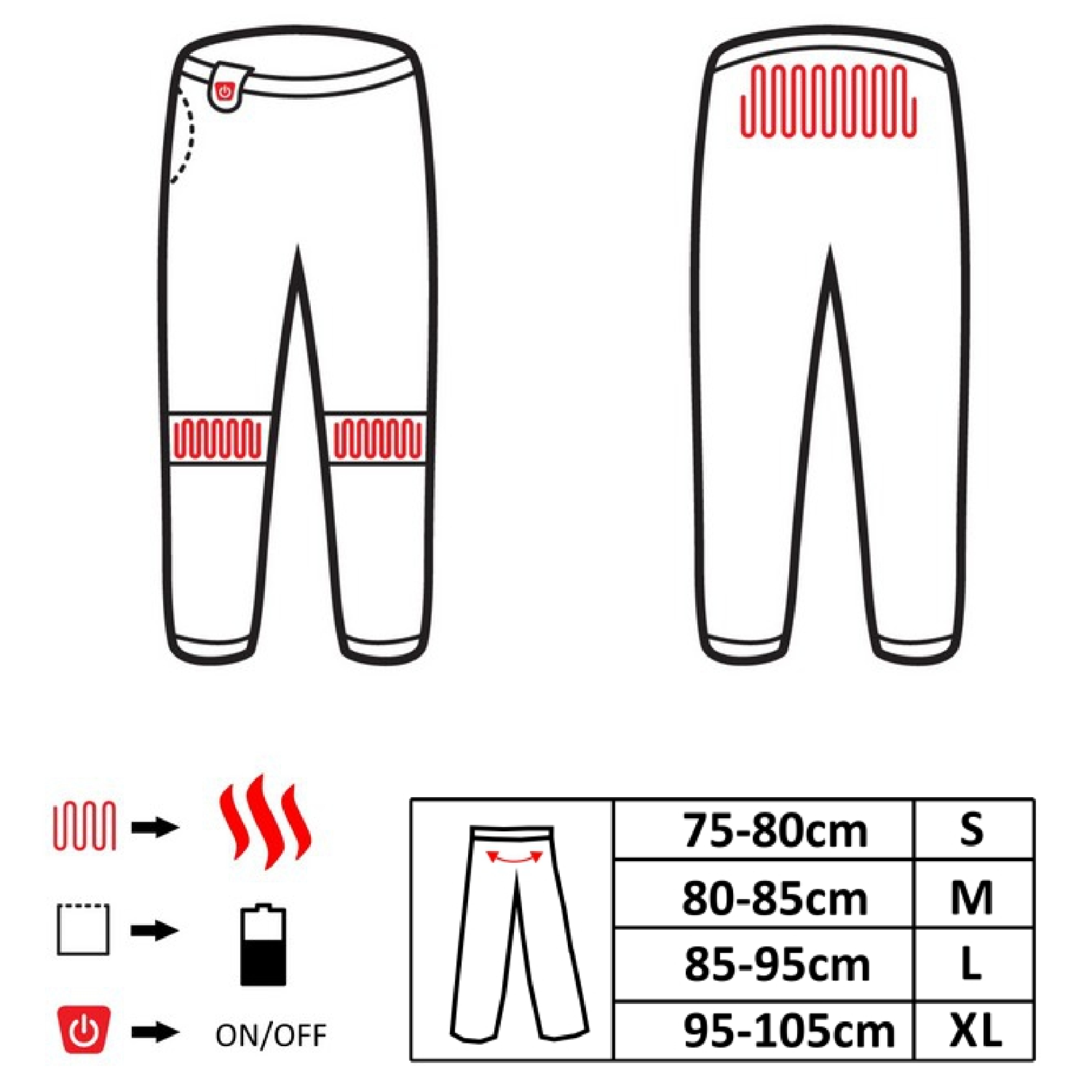Glovii Heated Pants. XL. Black