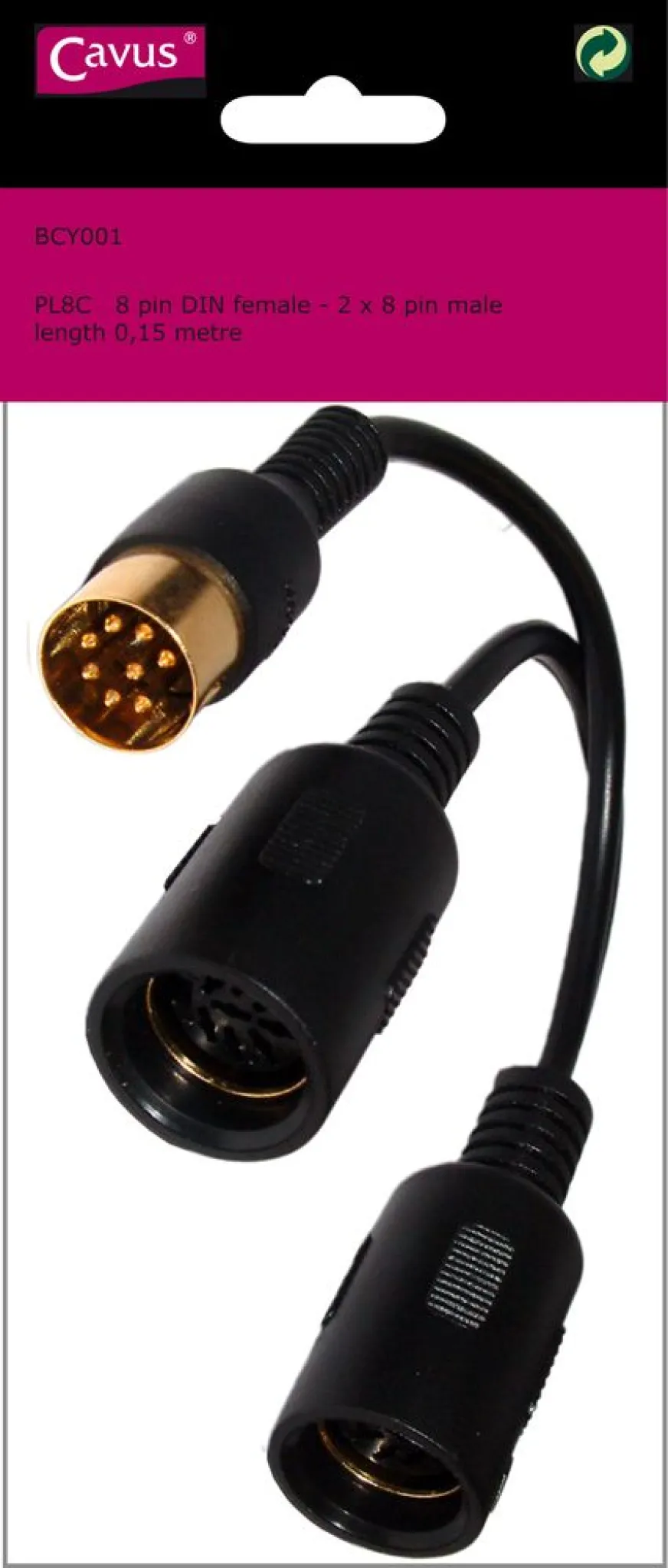 Cavus Adapter Cable 8-pin DIN. 0.15m. Black