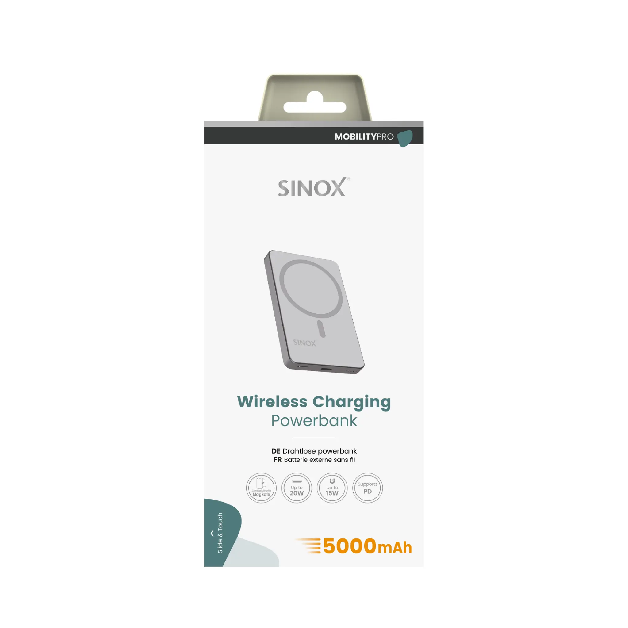 Sinox PRO Wireless Power Bank 5000 mAh. Gray.