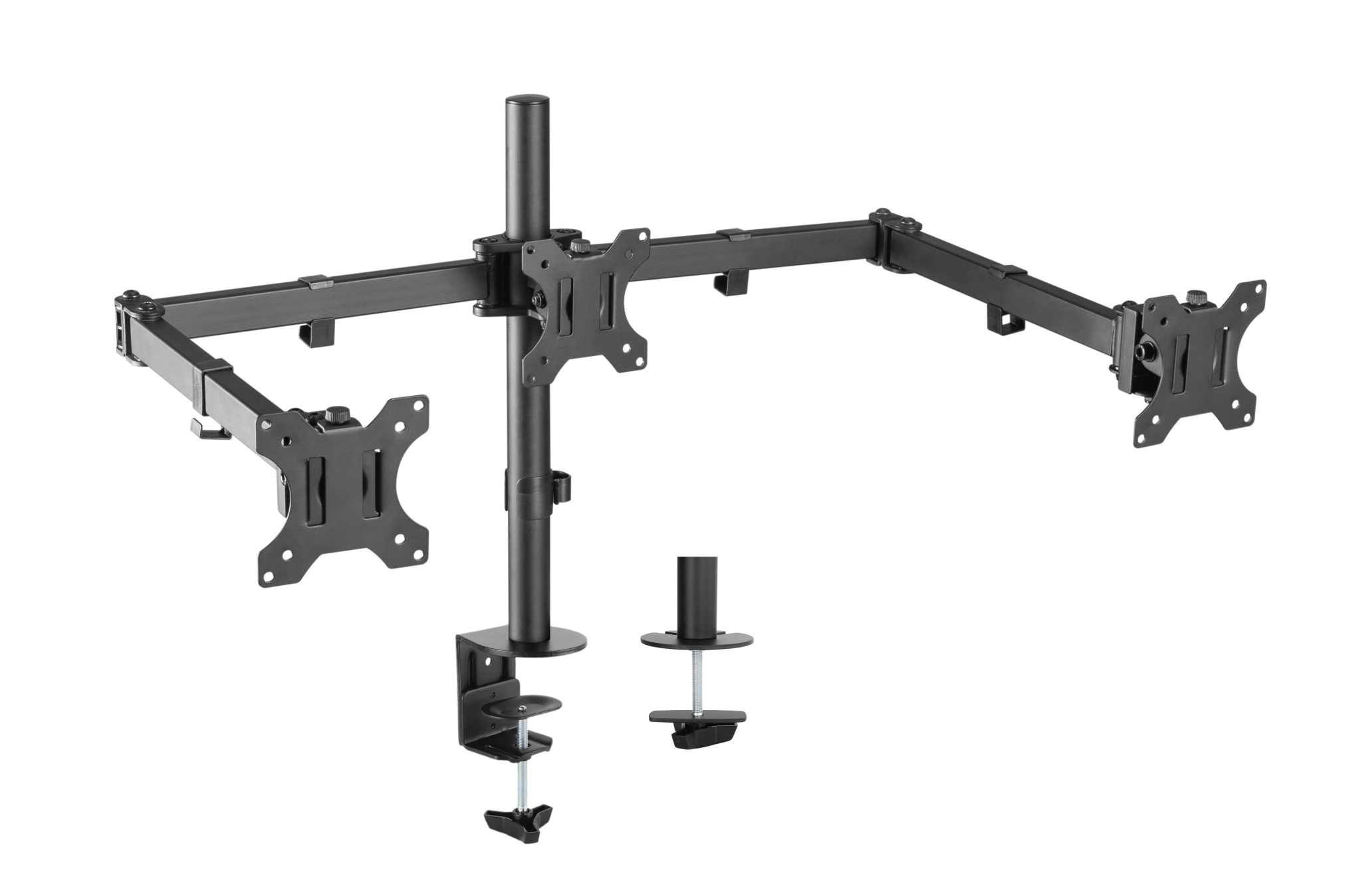 Sinox Office Tripple Monitor Desk Mount. Up to 27". Black