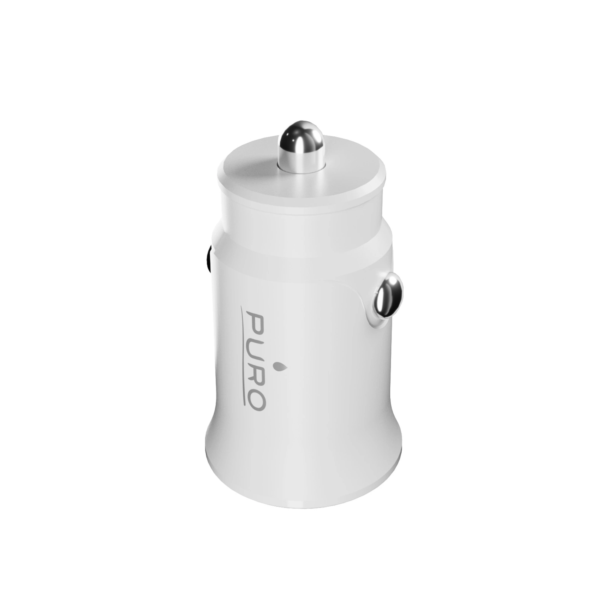 PURO Pro Lite car charger with 2 USB-A ports. White
