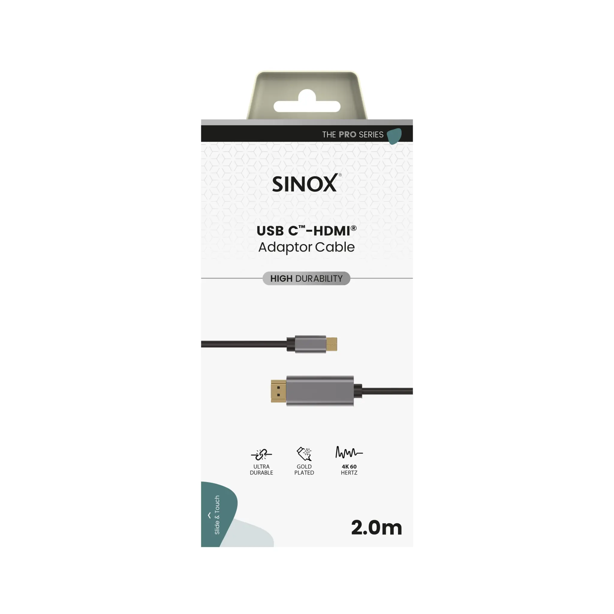 Sinox PRO USB C to HDMI™ Cable. 1.8m. Aluminum