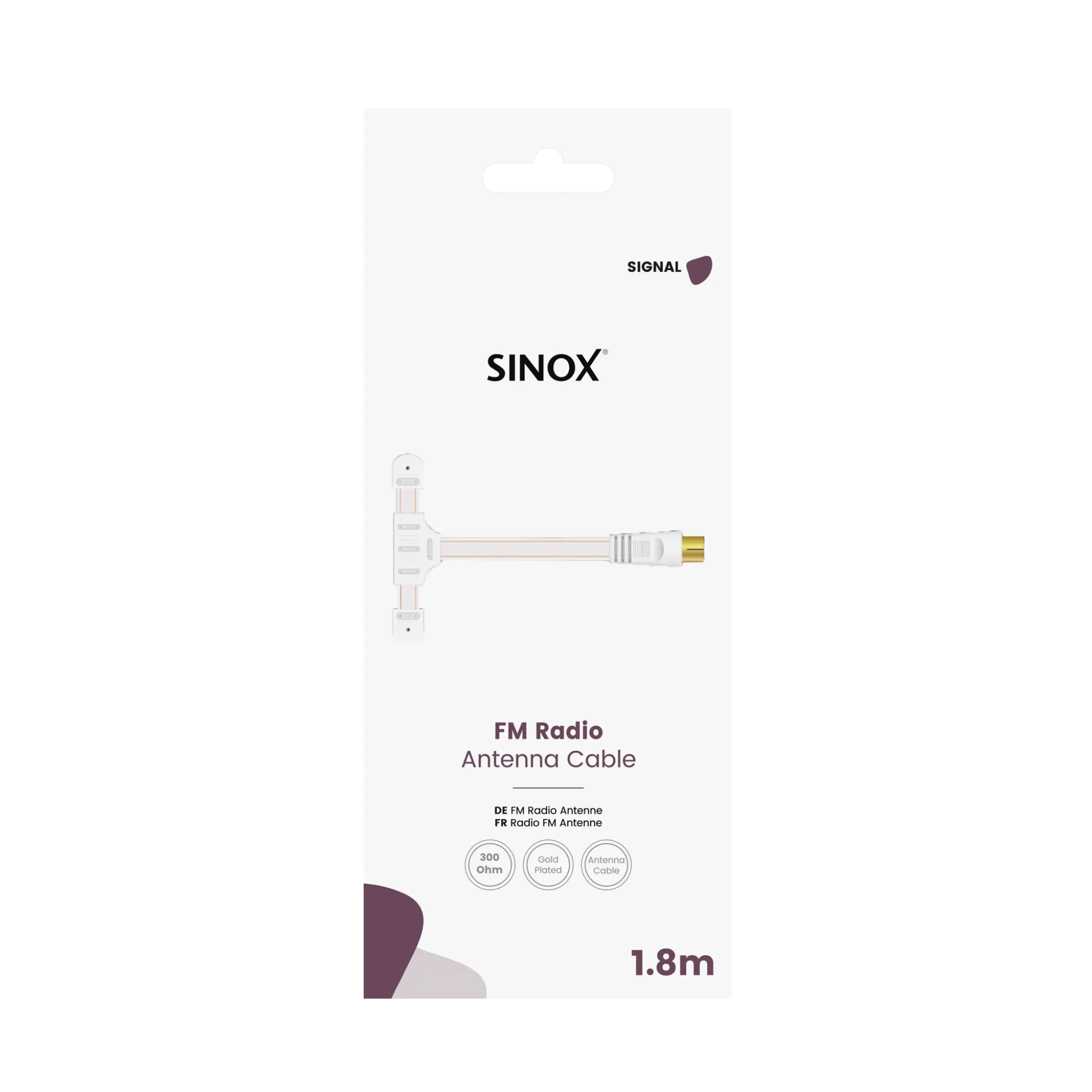 Sinox FM Antenna for Radio. 1.8m. White