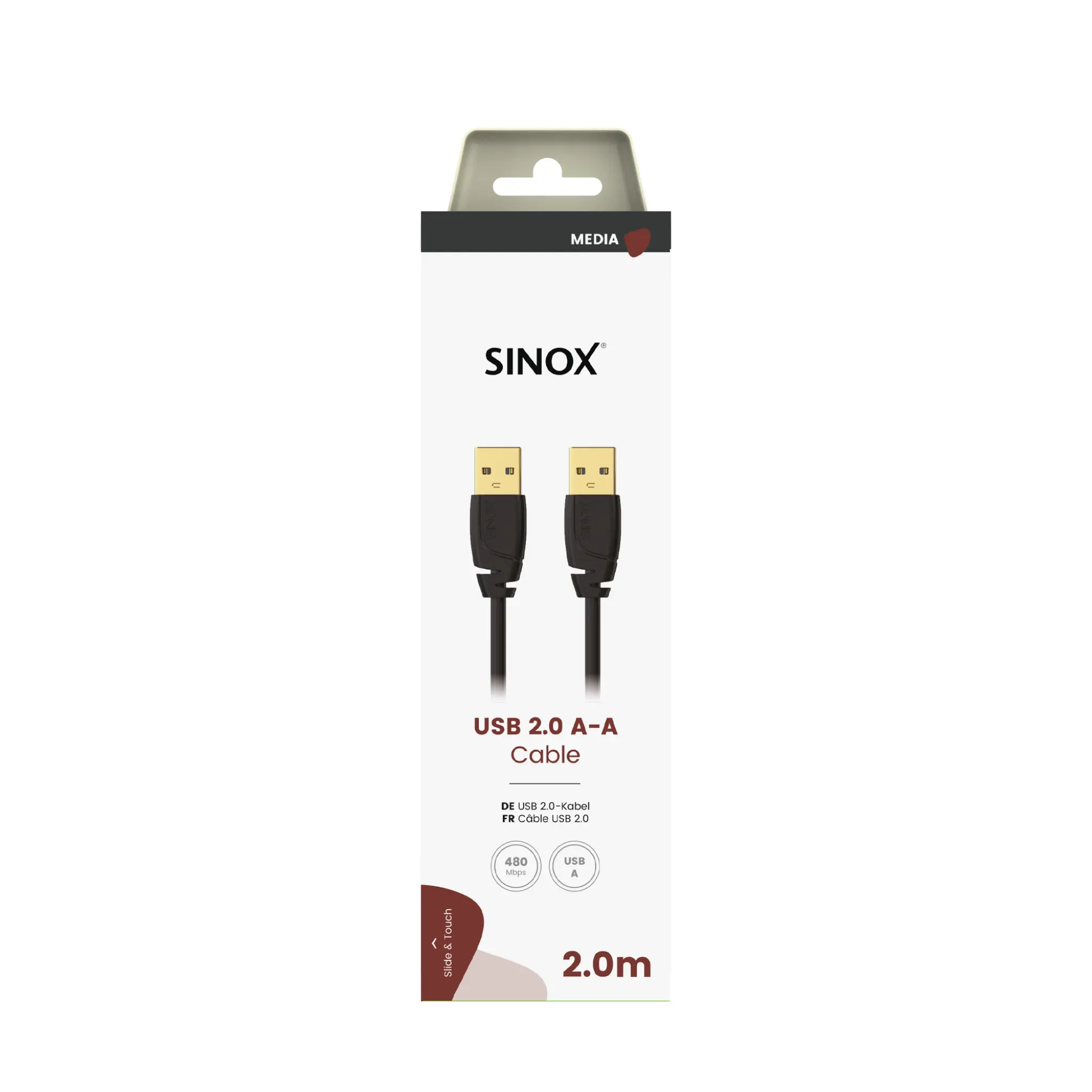 Sinox USB 2.0 Cable. 2m. Black