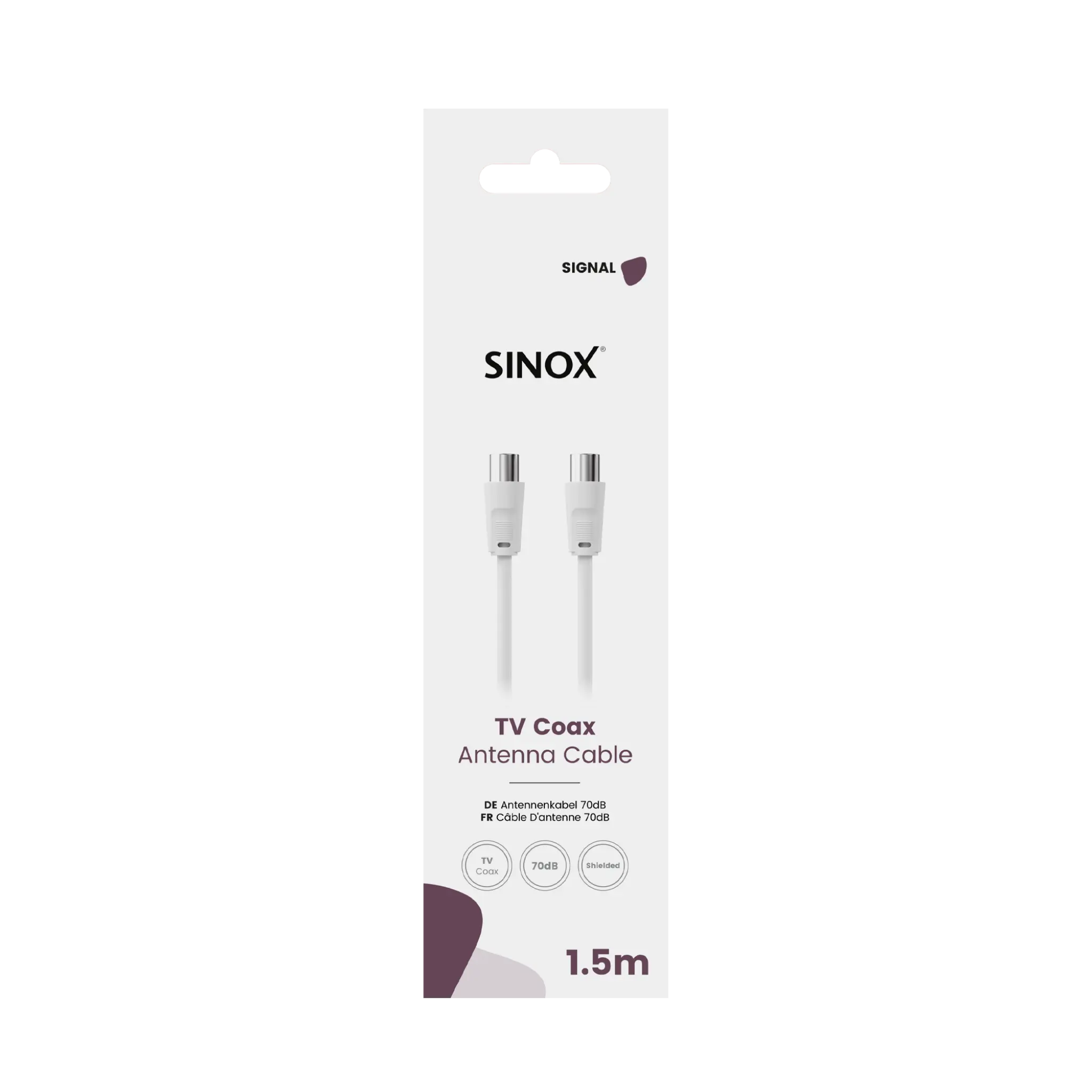 Sinox 70dB Antenna Cable. 1.5m. White