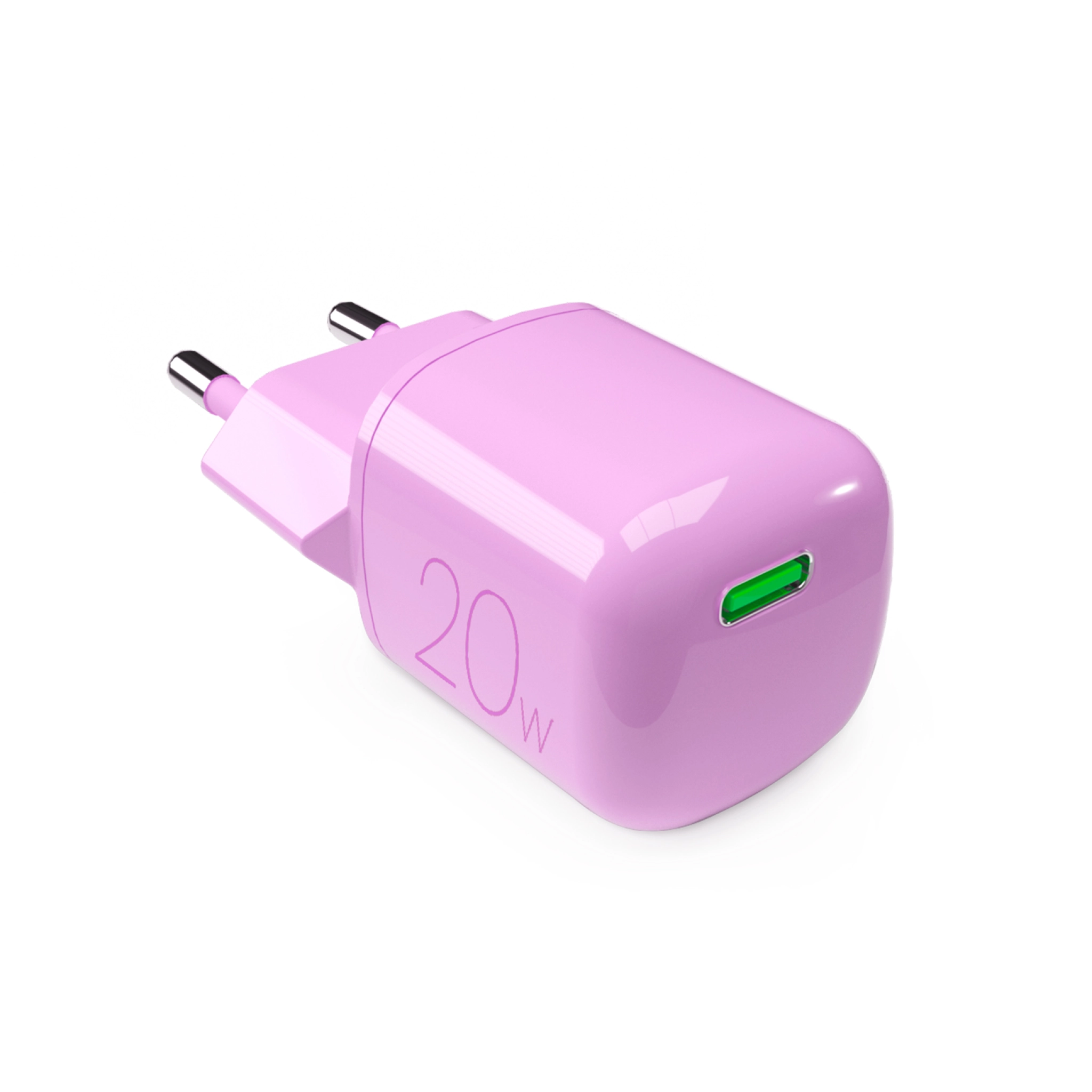 PURO MiniPro 20W USB-C-vægoplader - GAN-teknologi. Lyserød