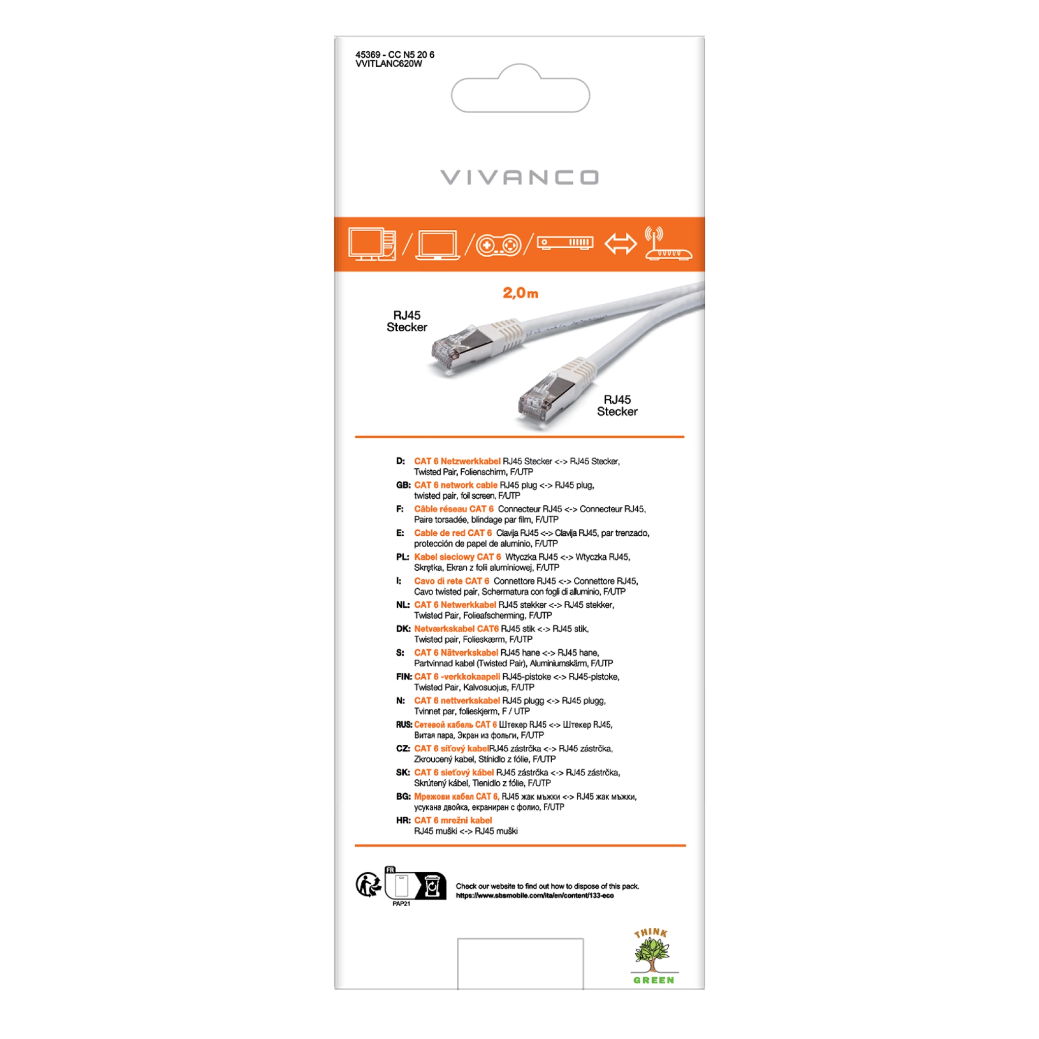 Vivanco Cat 6 netværkskabel