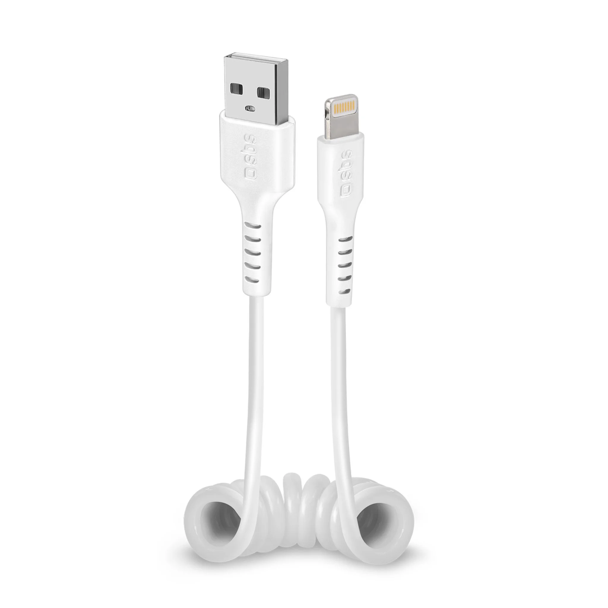 SBS Lightning Coiled Cable. 17-50cm. White