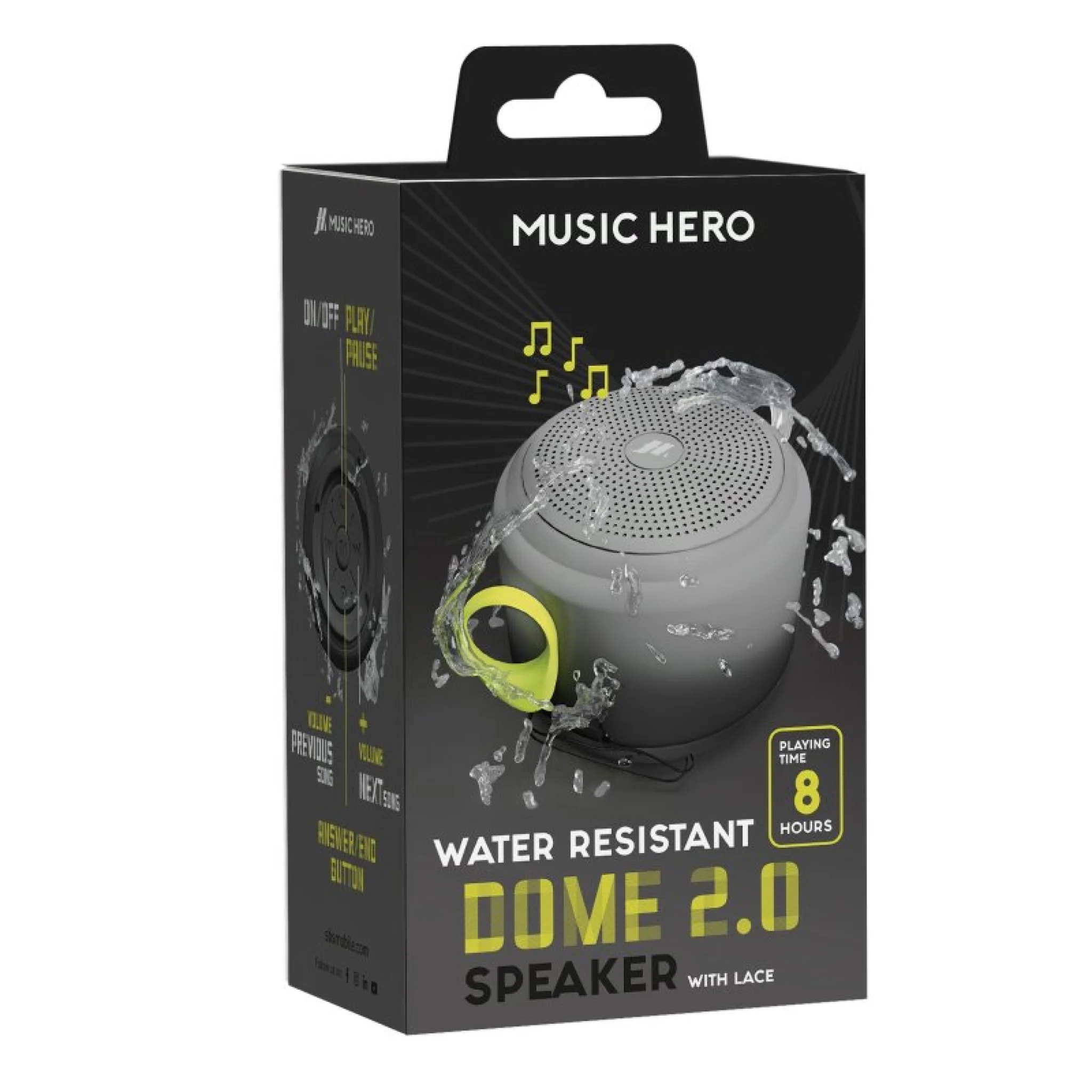 SBS Water-resistant wireless speaker with strap. Black