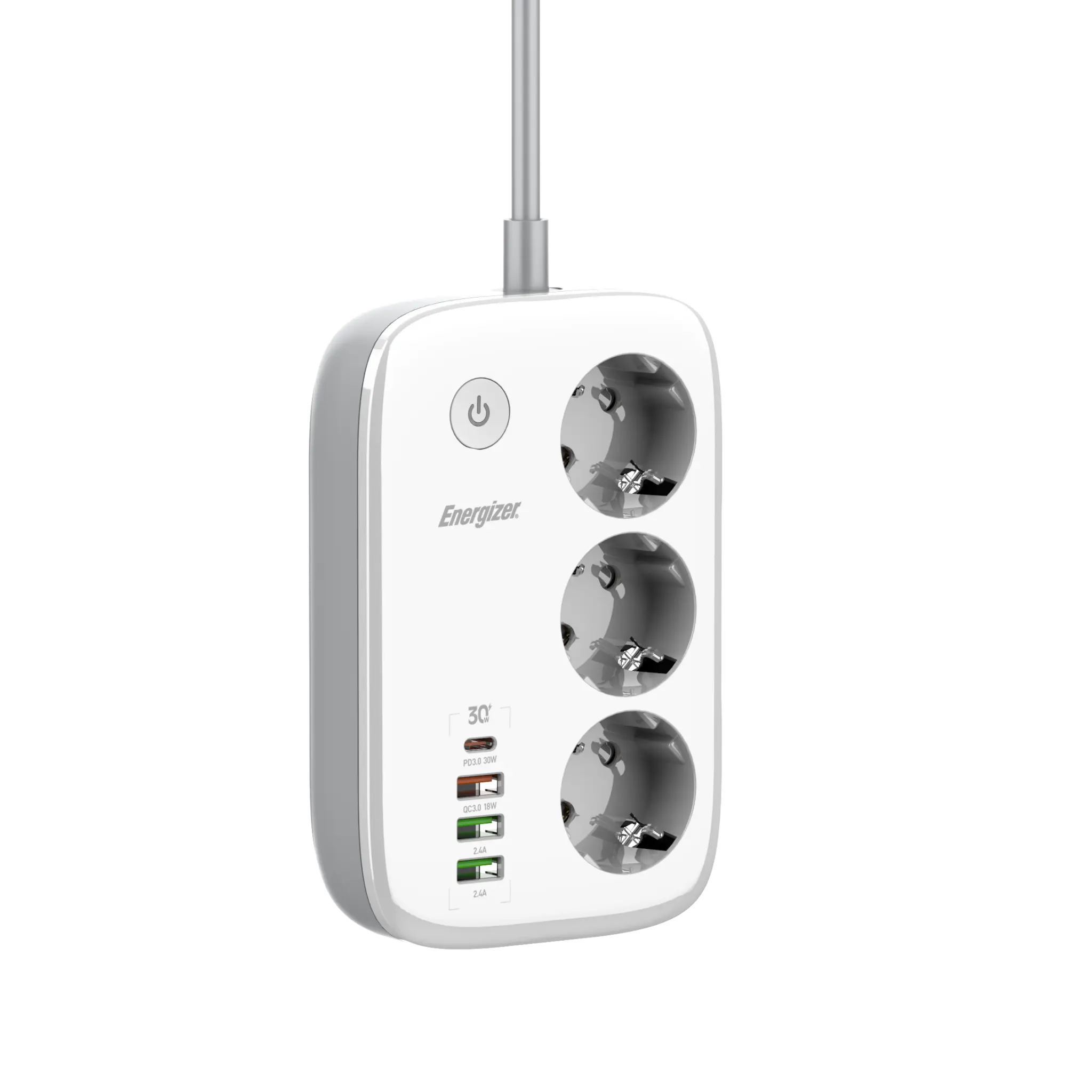 Energizer WiFi-Controlled Power Strip with 30W PD. White