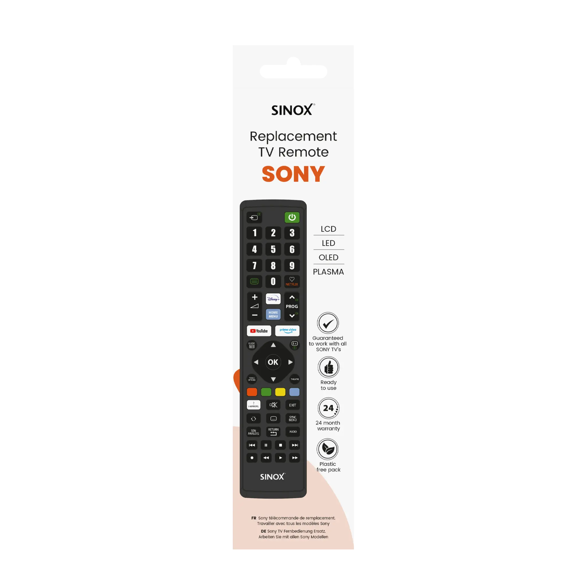Sinox fjernbetjening til Sony
