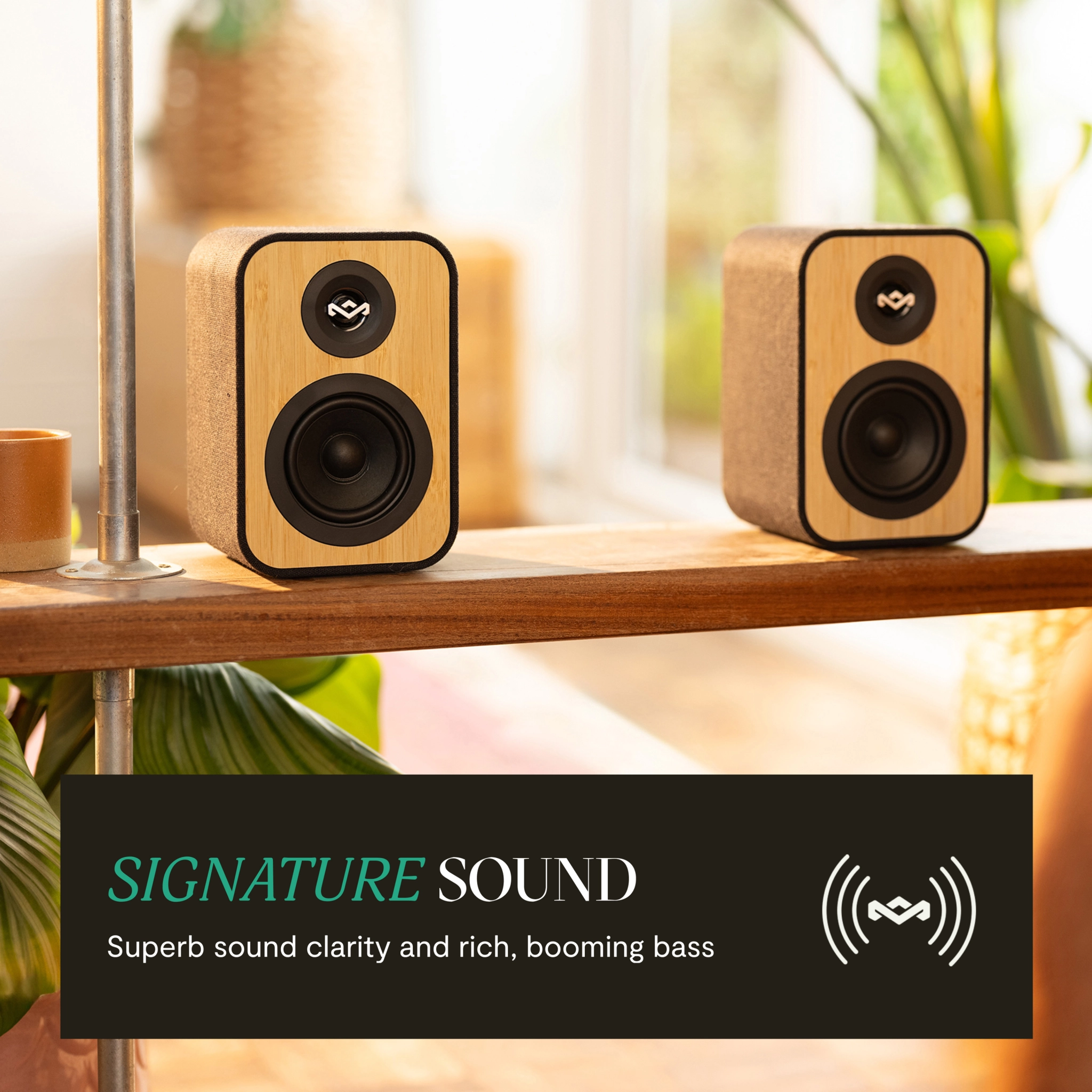 Marley Uplift Bookshelf Bluetooth®-højttalere. Sort