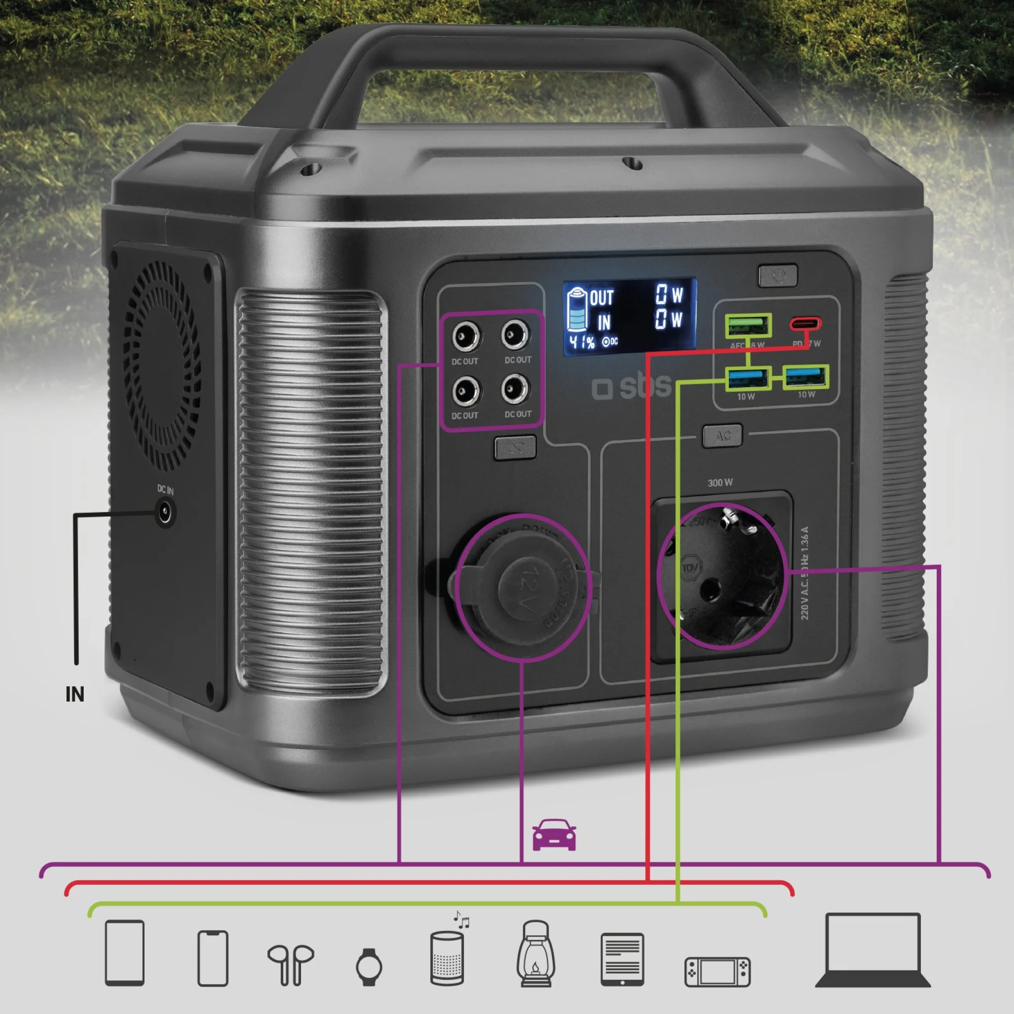 Sbs Portable 300W charging station. Sort
