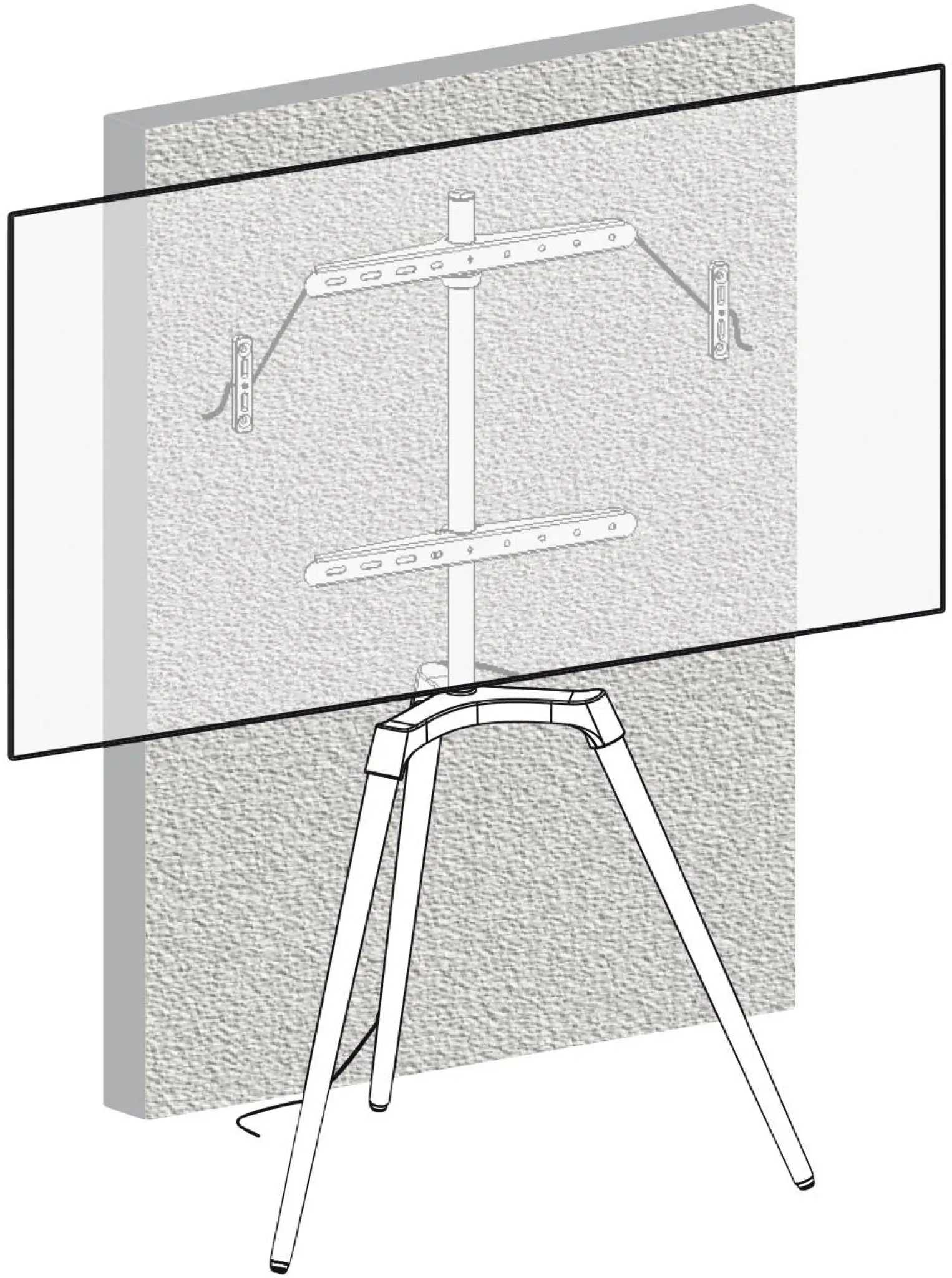 Tripod TV gulvstand med drejbar top. 42"-65". Lyst træ/hvid