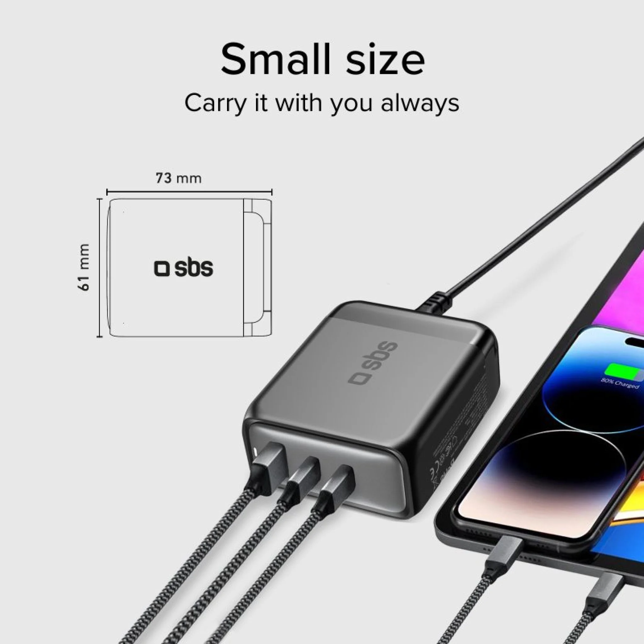 SBS 100 Watt GaN charging station. Black