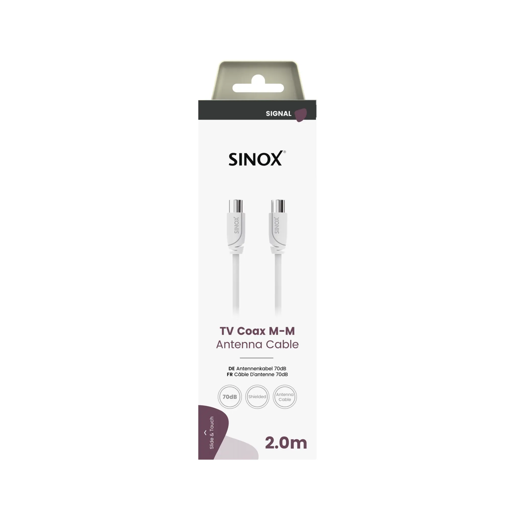 Sinox 70dB Antenna Cable. 2m. White
