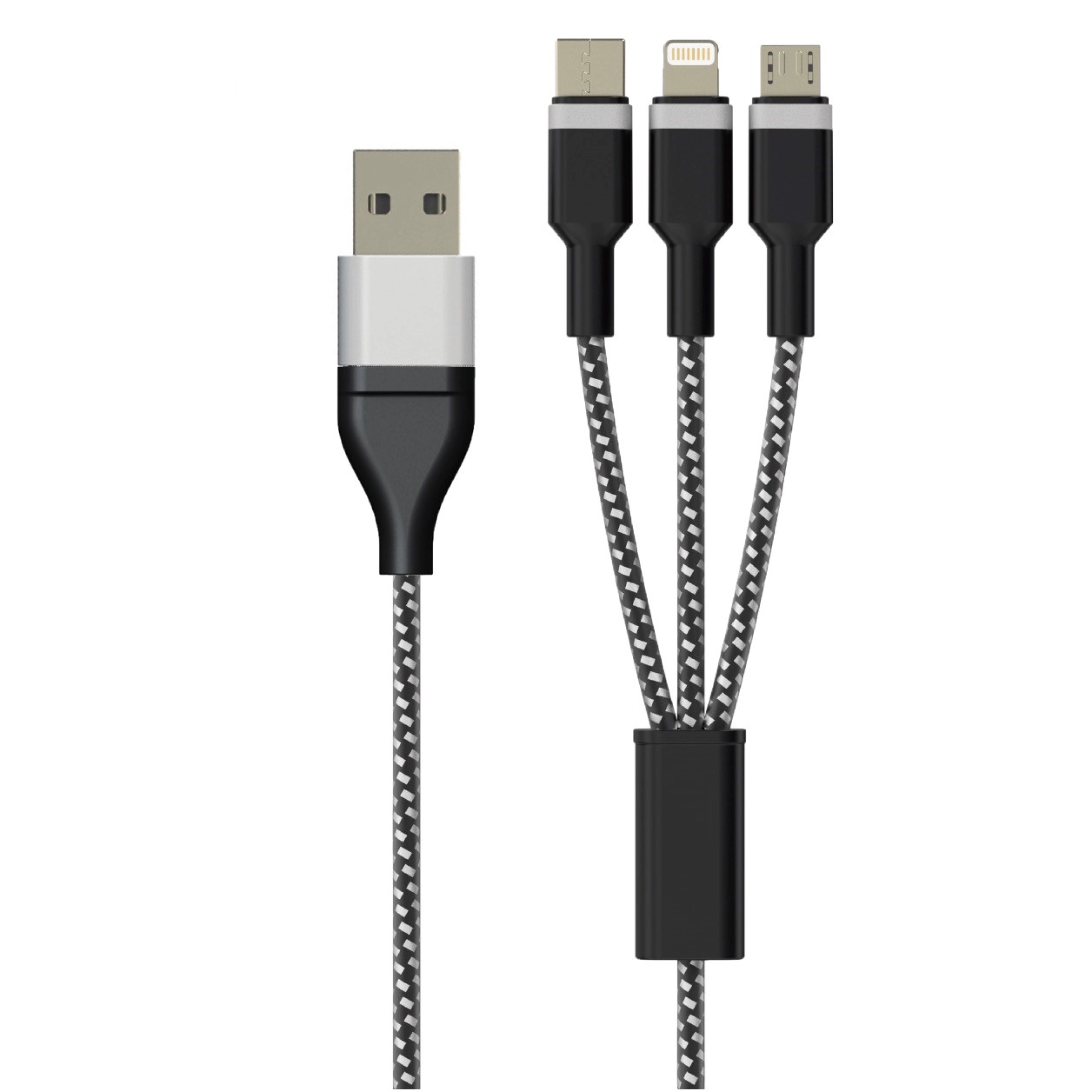 Sinox ULTRA 6-in-1 Cable with Lightning, USB C and Micro USB. 1m. Braided