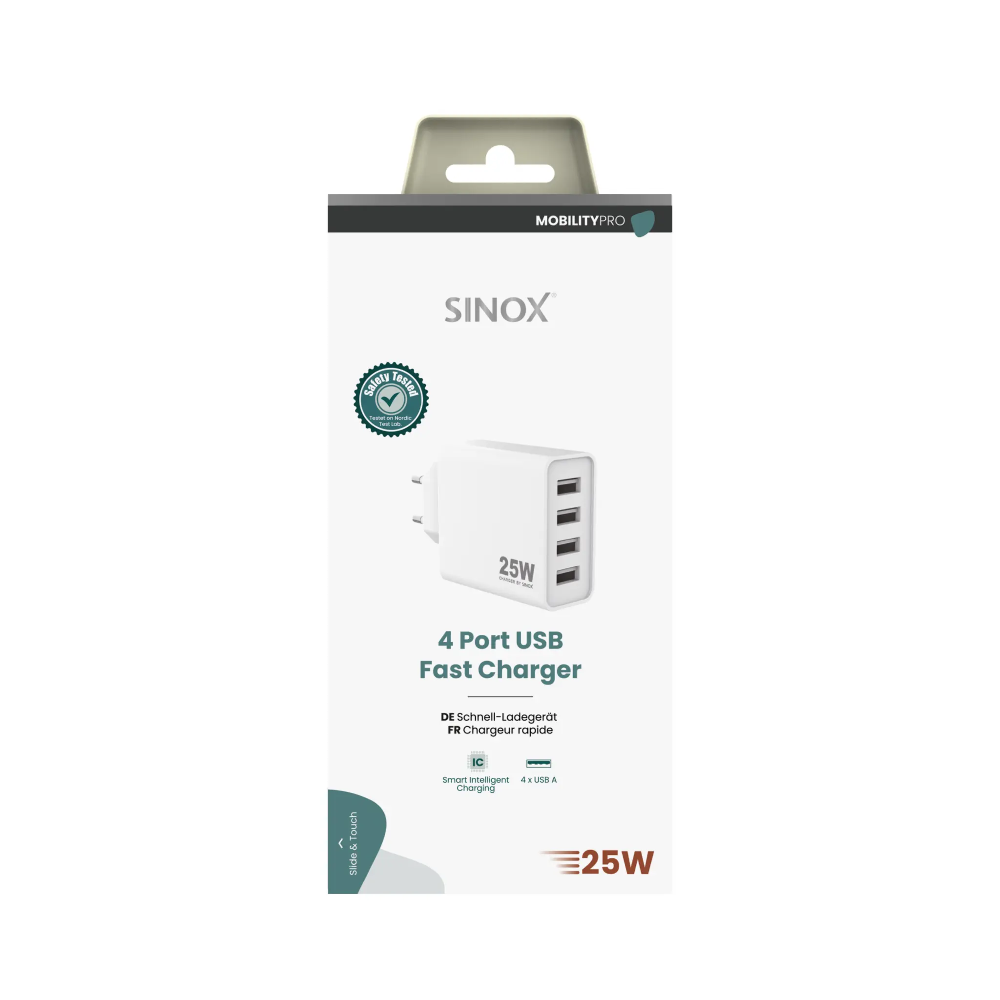 Sinox PRO Wall Charger 4xUSB-A 25W. White