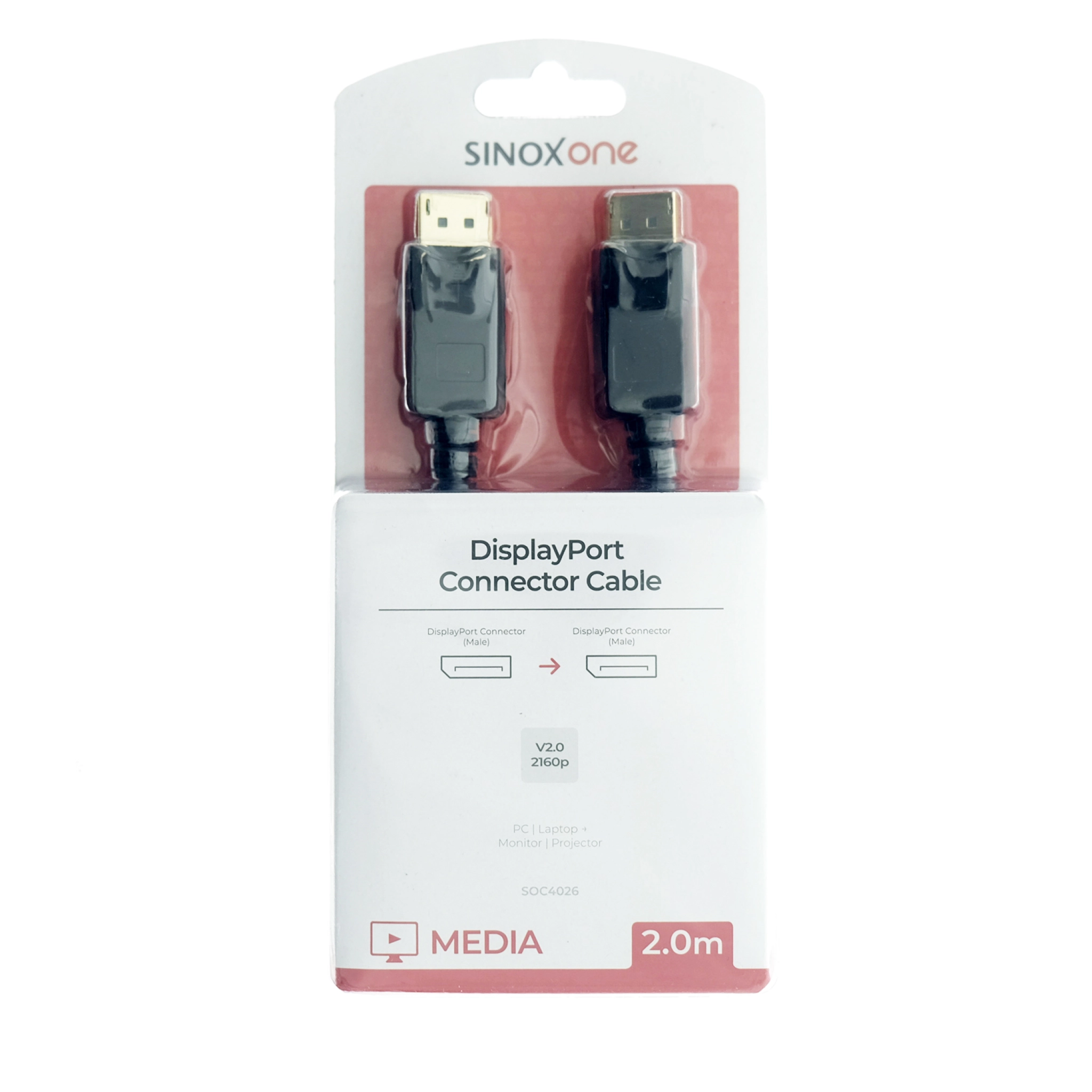Sinox One DisplayPort™ Cable. 2m. Black