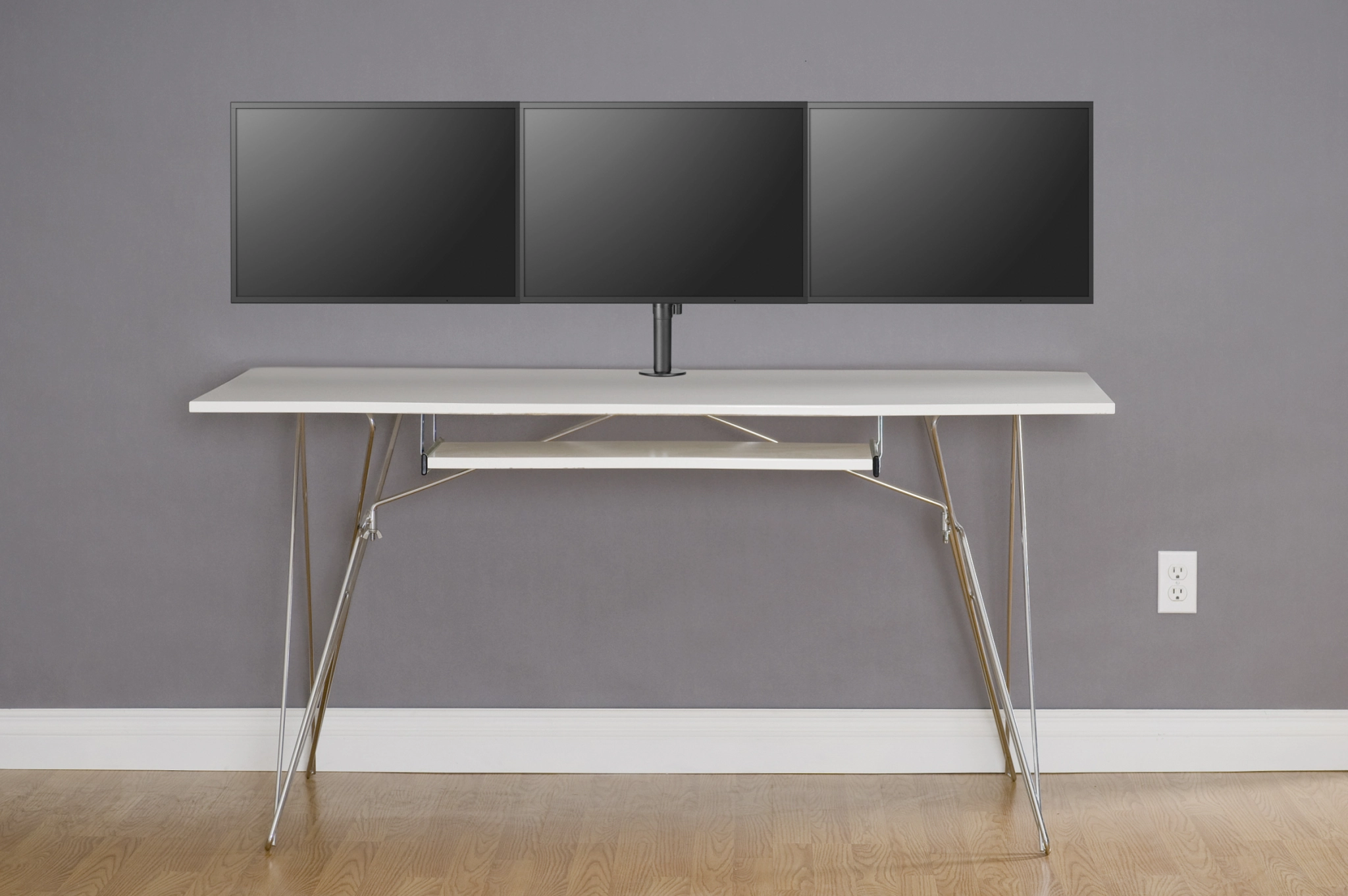 Sinox Office Tripple Monitor Desk Mount. Up to 27". Black