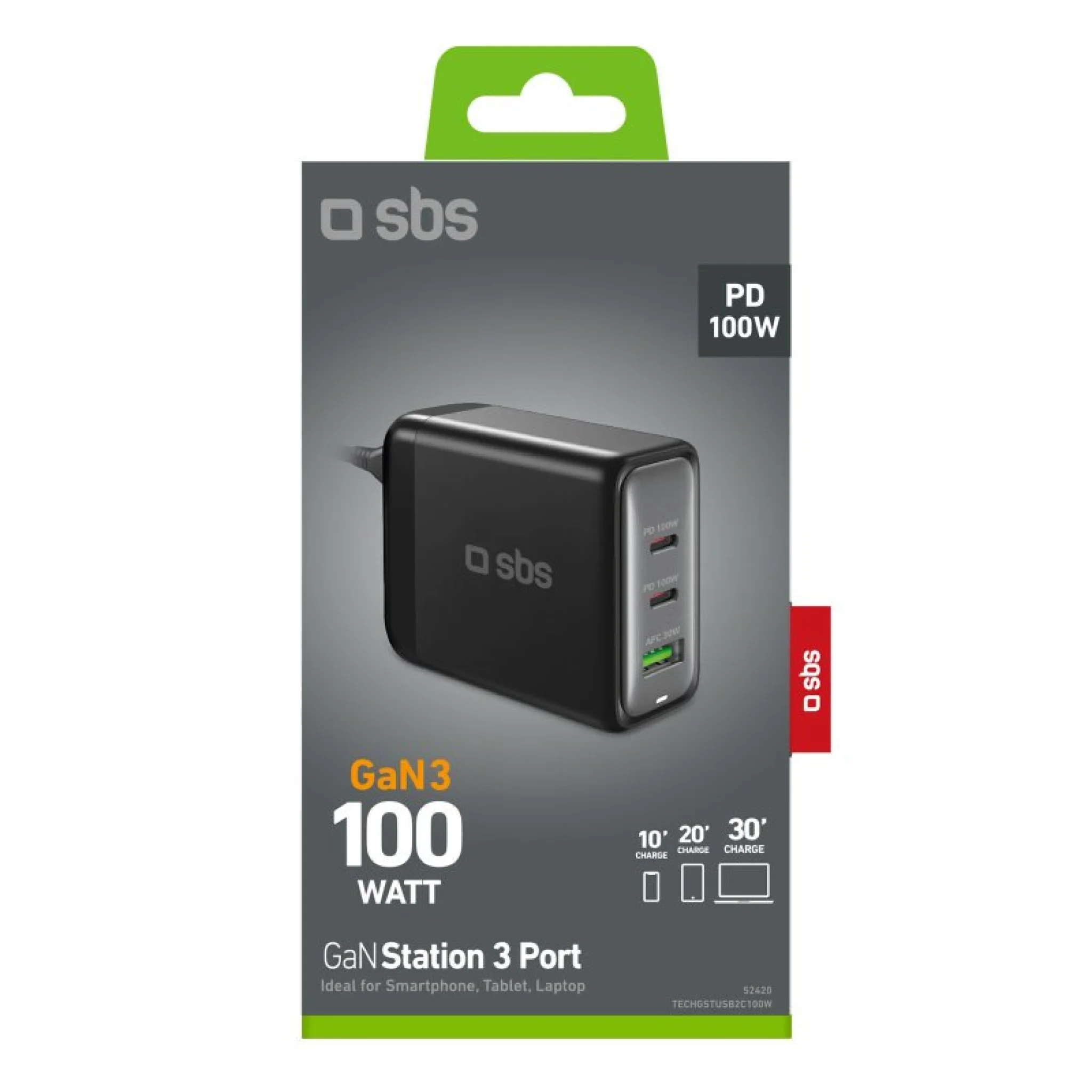 SBS 100 Watt GaN charging station. Black