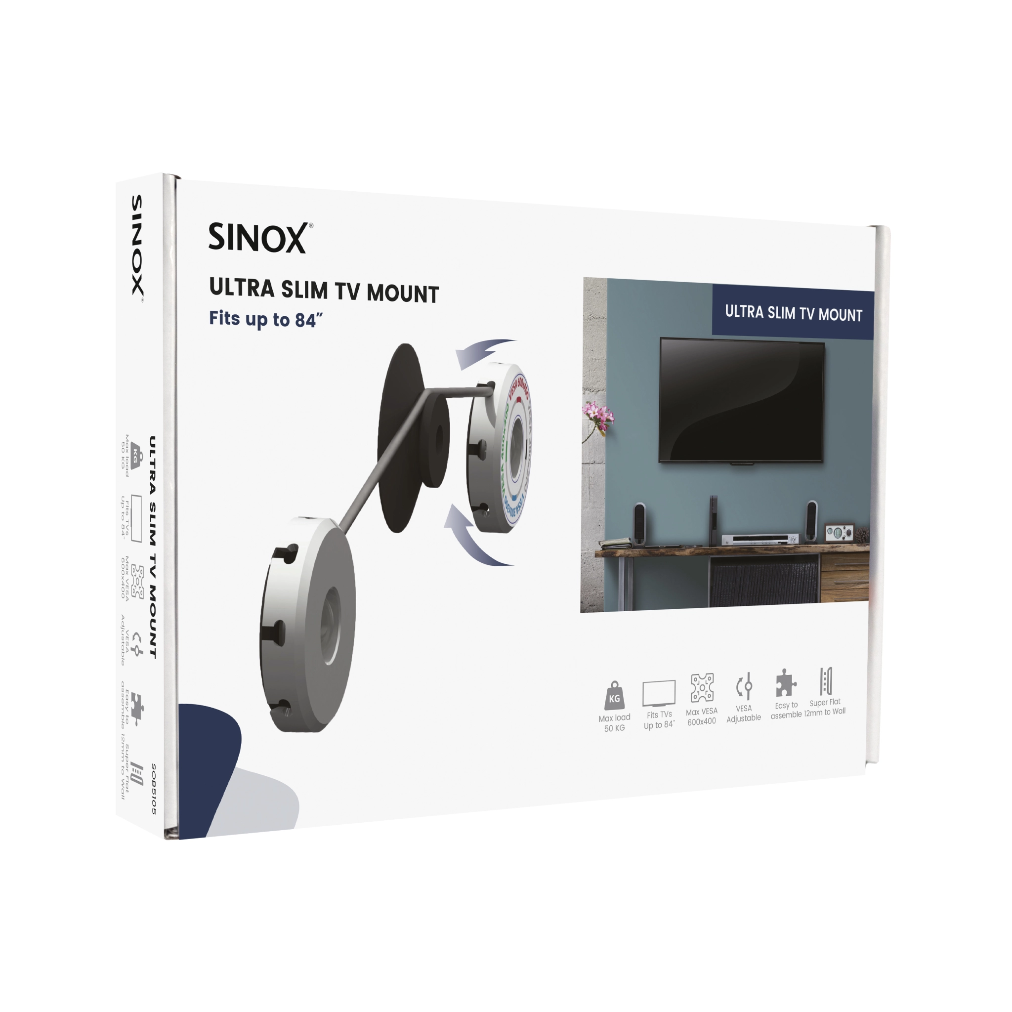 Sinox One TV Ultra Slim Wall Mount. 19"-84"
