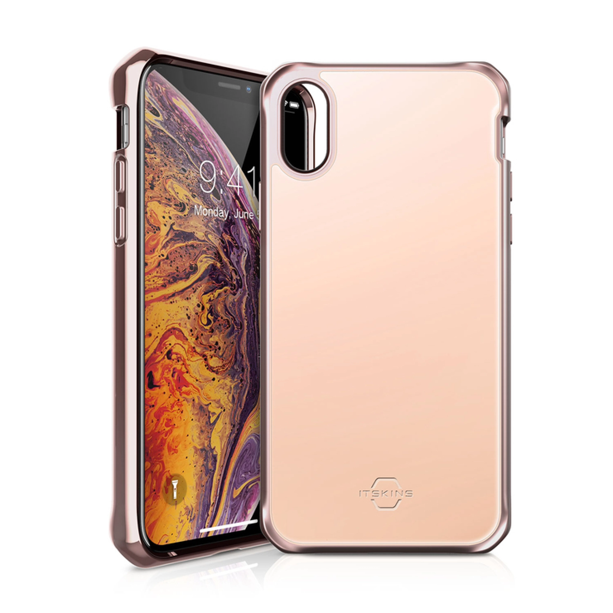 ITSKINS HYBRID GLASS cover til iPhone XS Max®. Rosa
