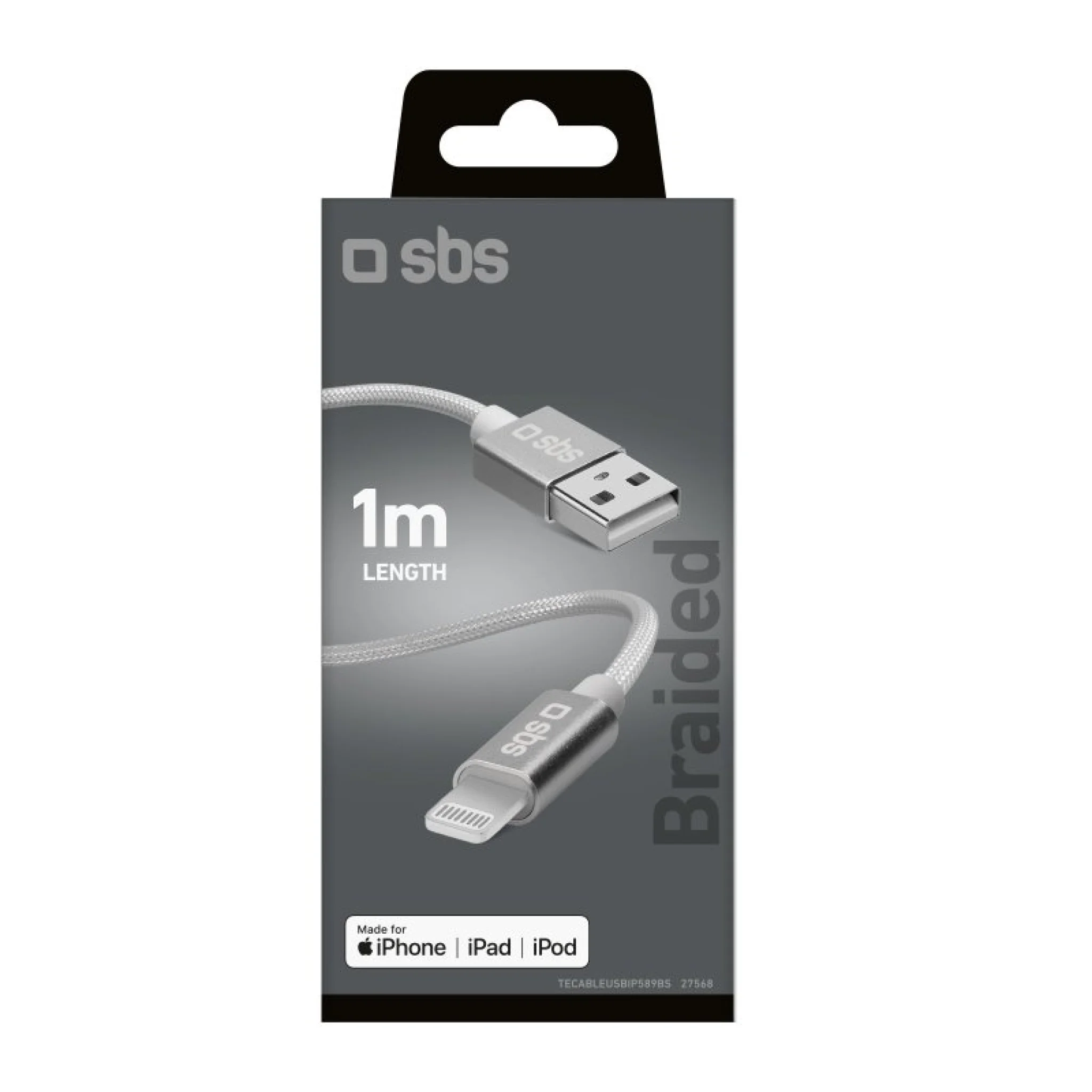 SBS USB — Lightning data and charging cable, MFI. 1m. Silver