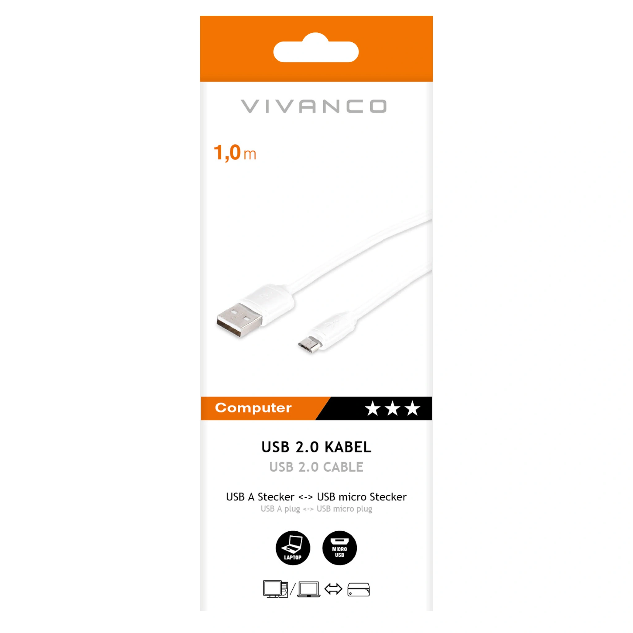 Vivanco Micro-USB data- og opladningskabel, 1 m