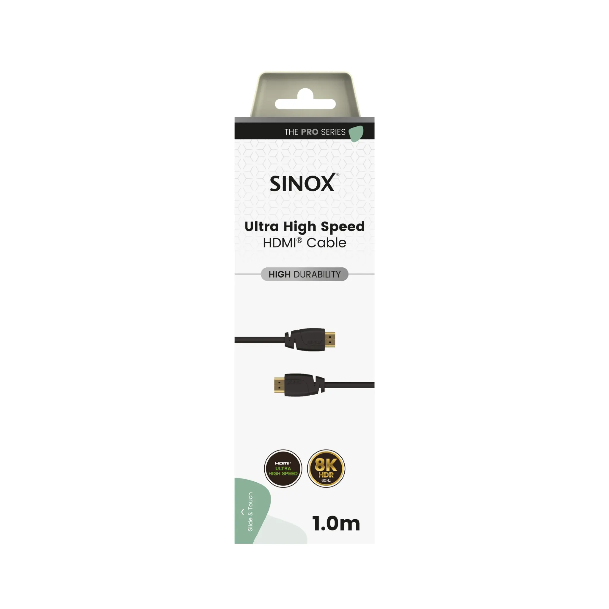 Sinox PRO HDMI™ kabel 8K60HZ+E. 1m. Sort