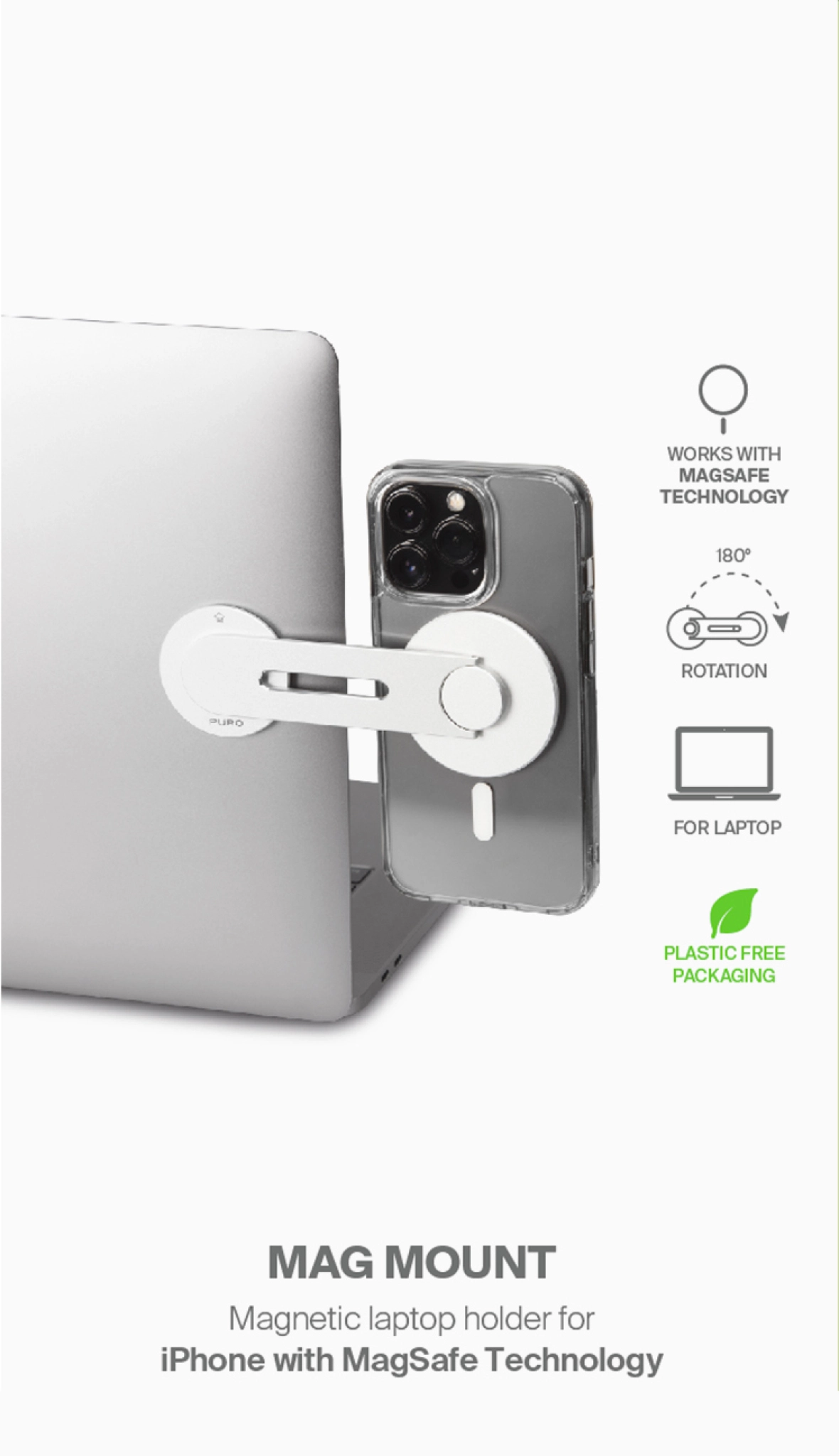 PURO Magnetic Holder Mag Mount for PC and iPhone