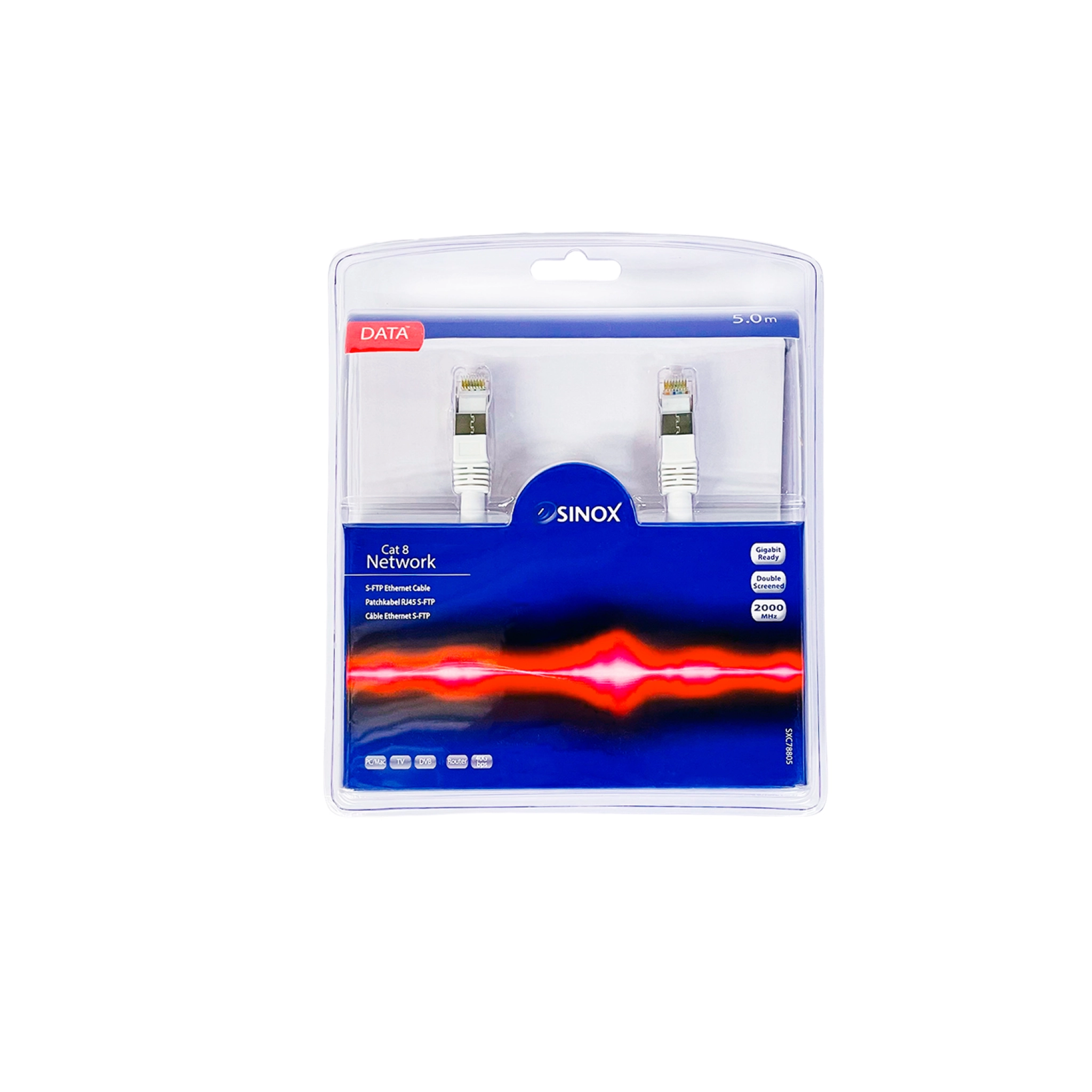Sinox S-FTP Cat8 Network Cable. 5m. White
